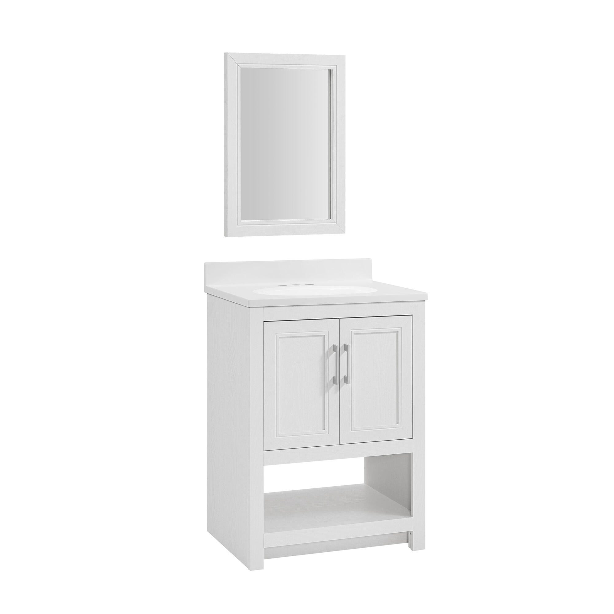 Linon Cami Bathroom Vanity with Mirror, White, large