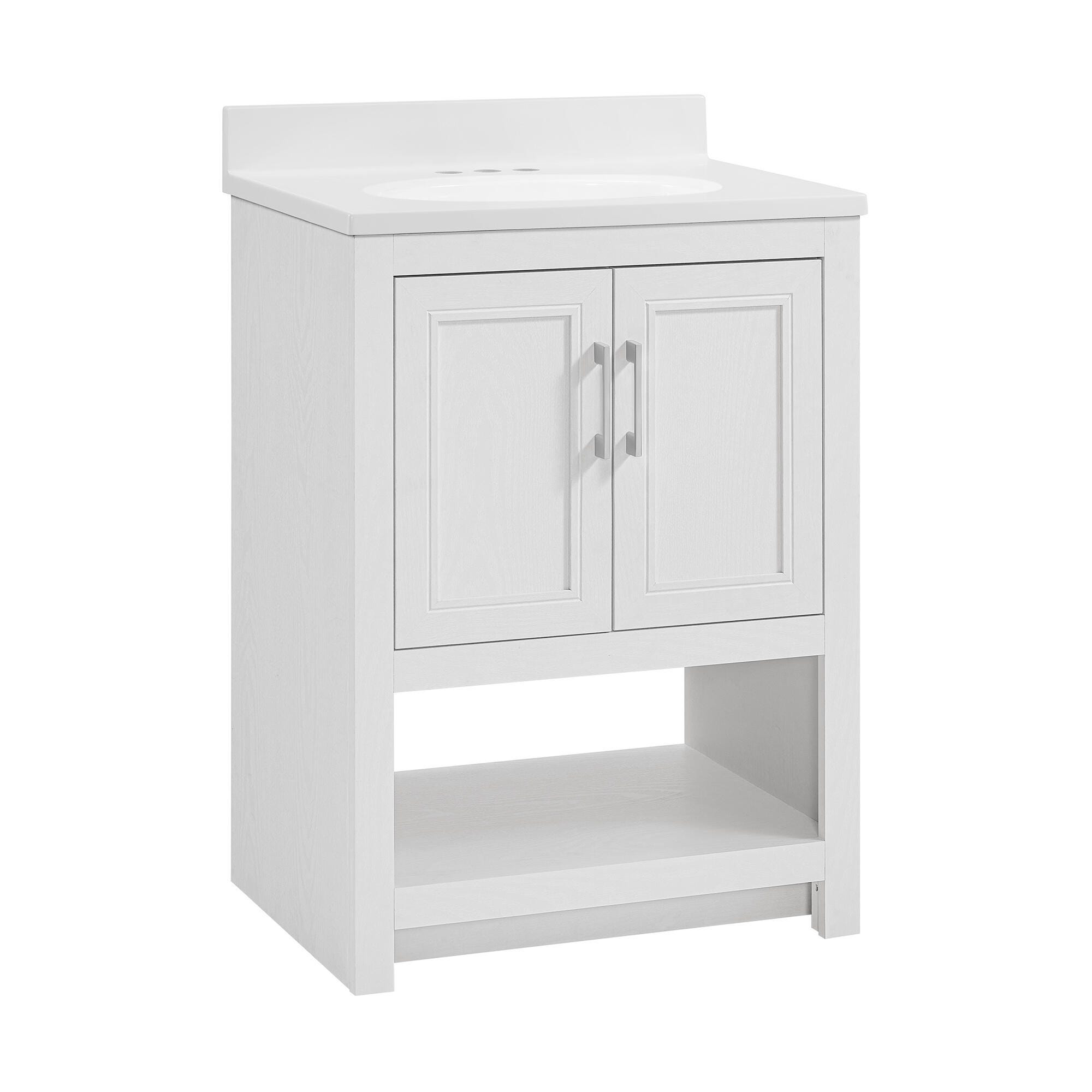 Linon Cami Bathroom Vanity with Mirror, White, large