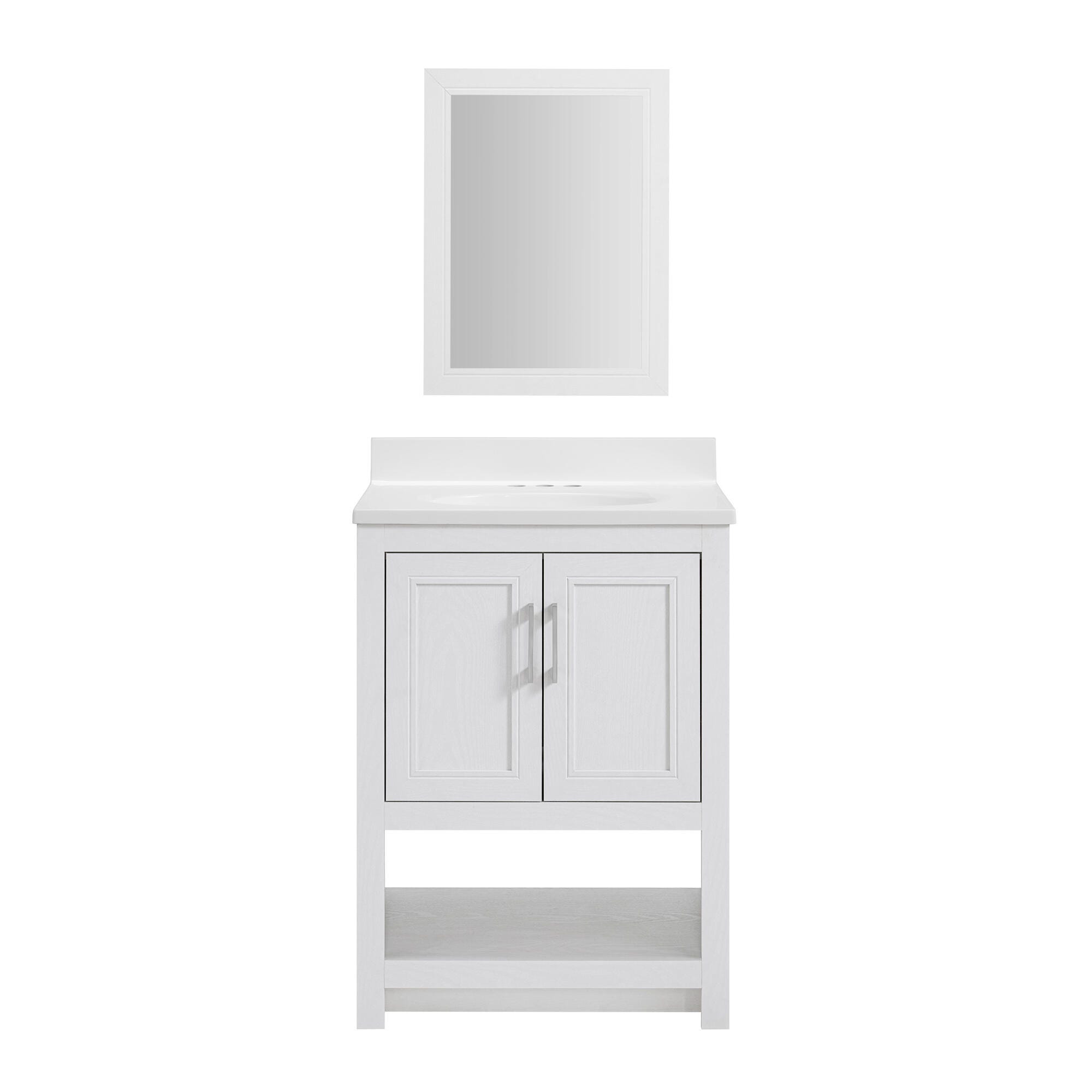 Linon Cami Bathroom Vanity with Mirror, White, large