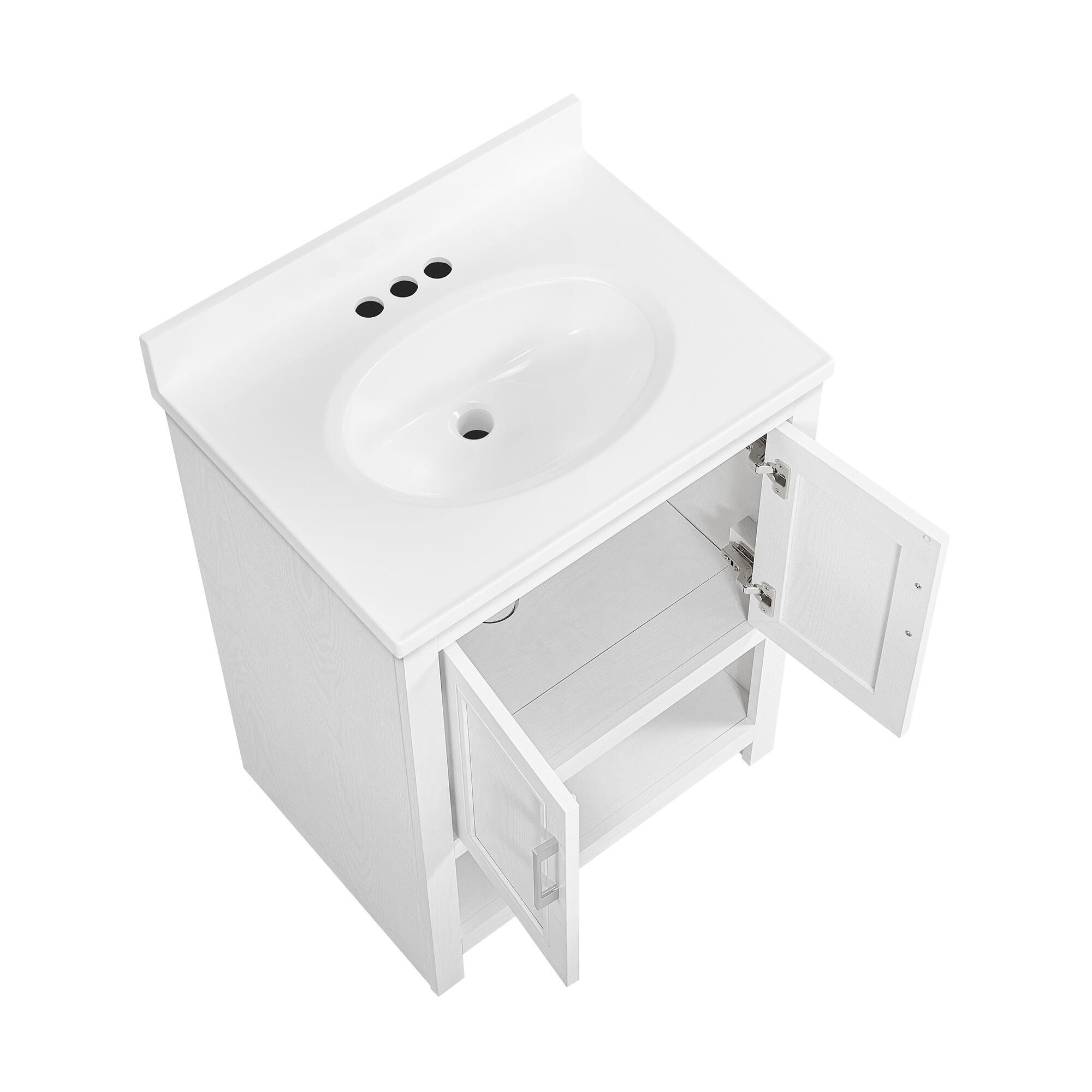 Linon Cami Bathroom Vanity with Mirror, White, large