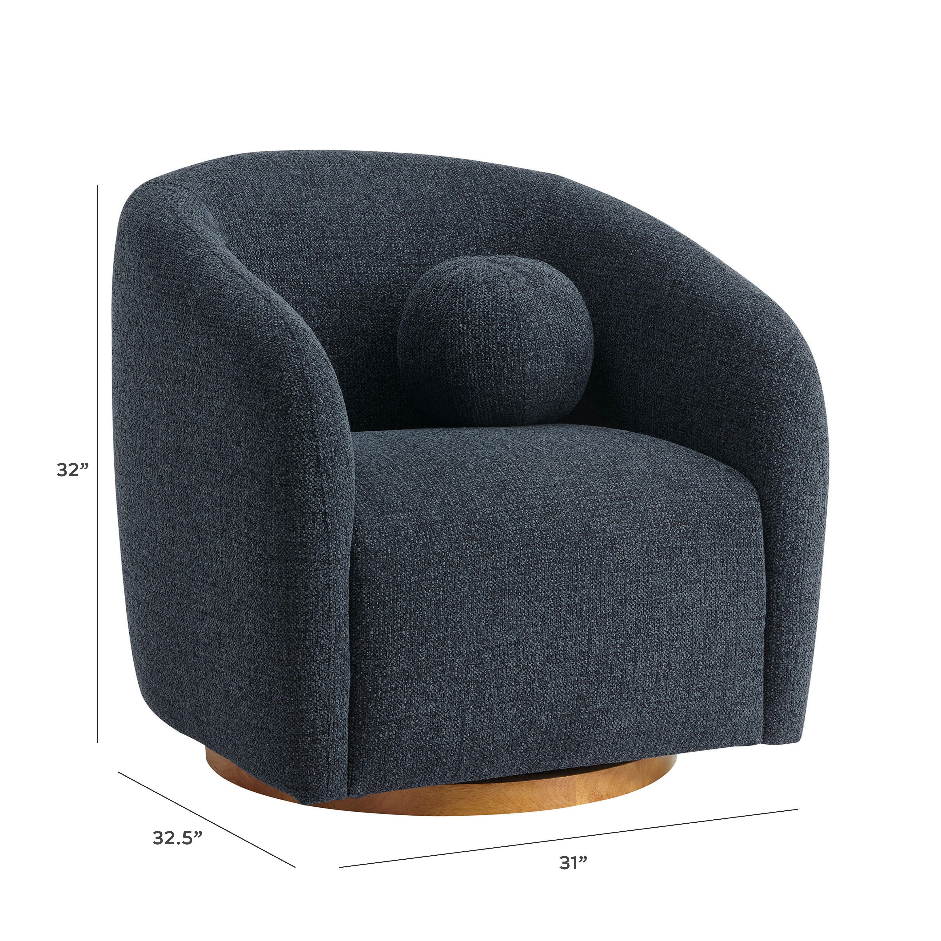 Modway Holland Swivel Accent Armchair, Navy, large