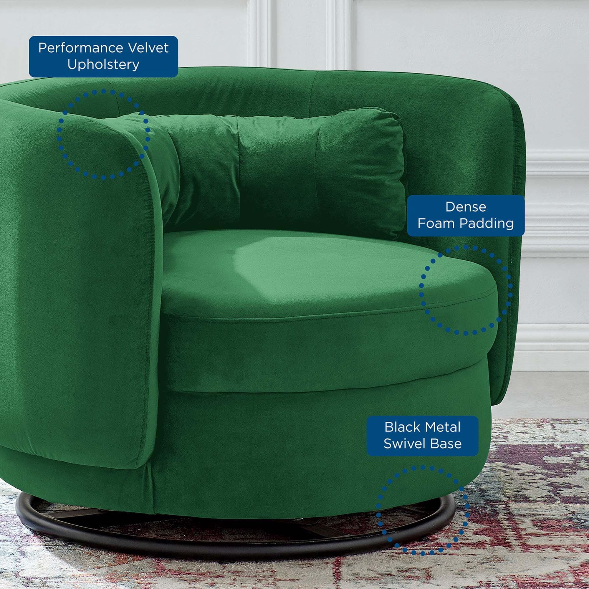 Modway Relish Swivel Accent Chair, Emerald, large