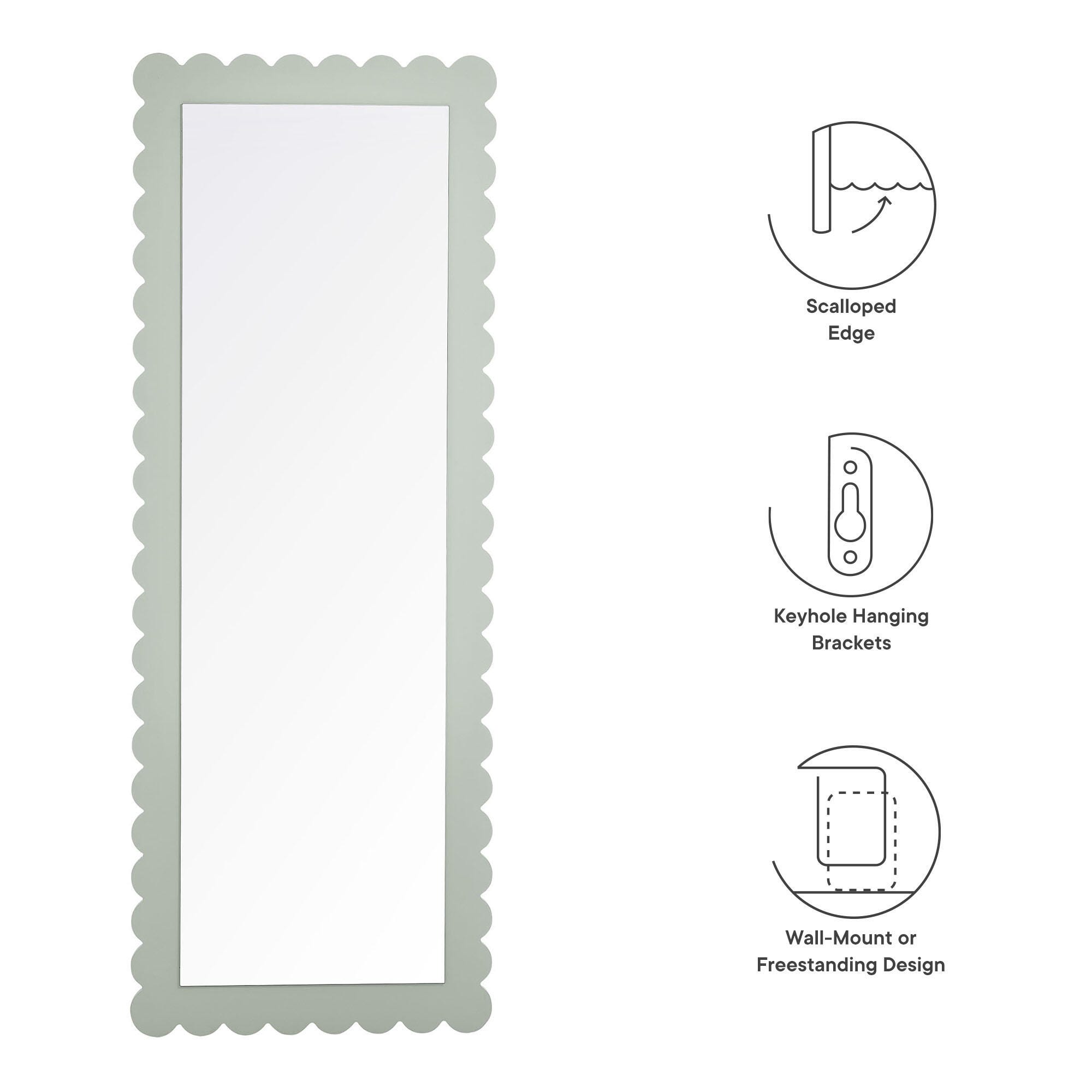 Modway Emmeline Floor Mirror, Sage, large