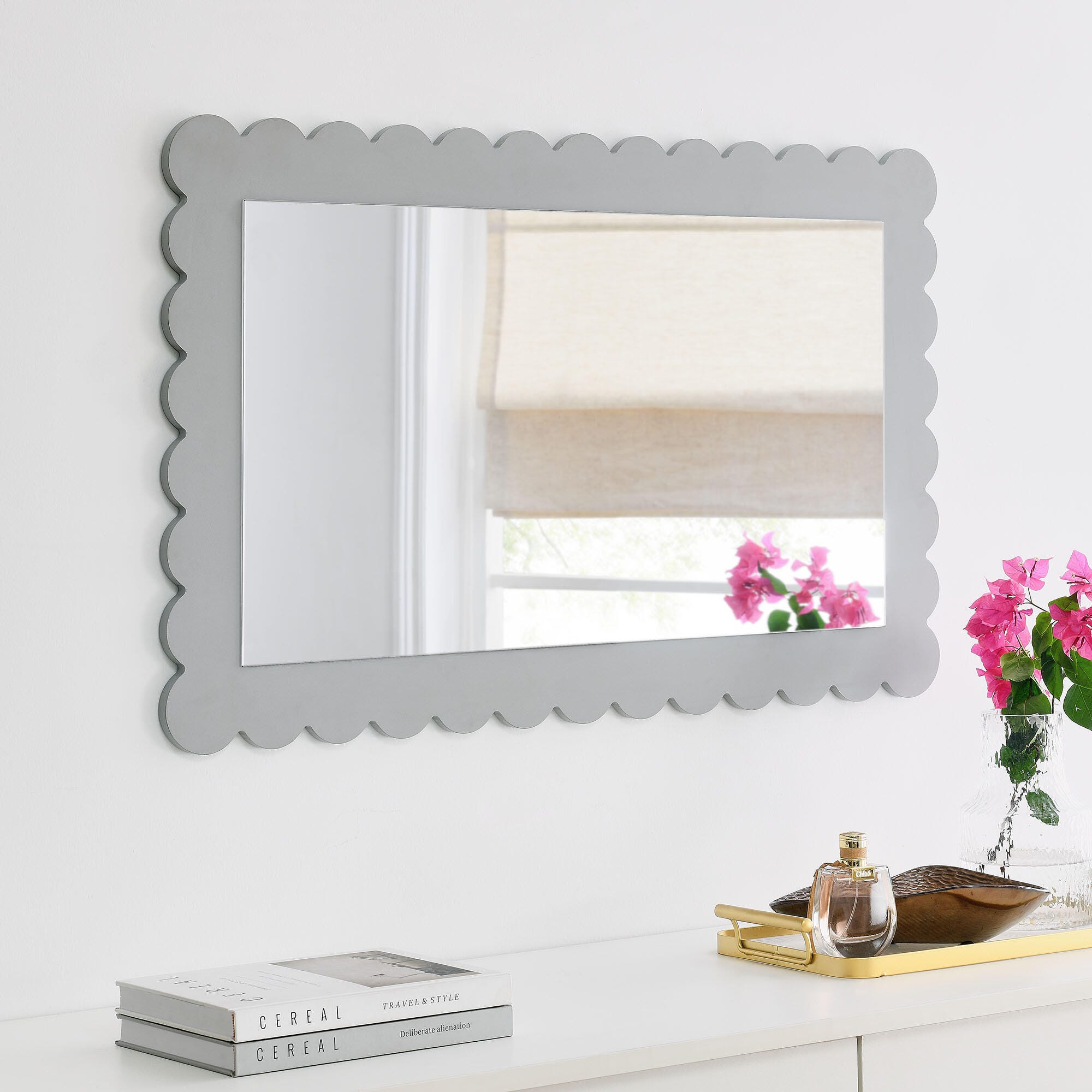 Modway Emmeline Wall Mirror, Light Gray, large