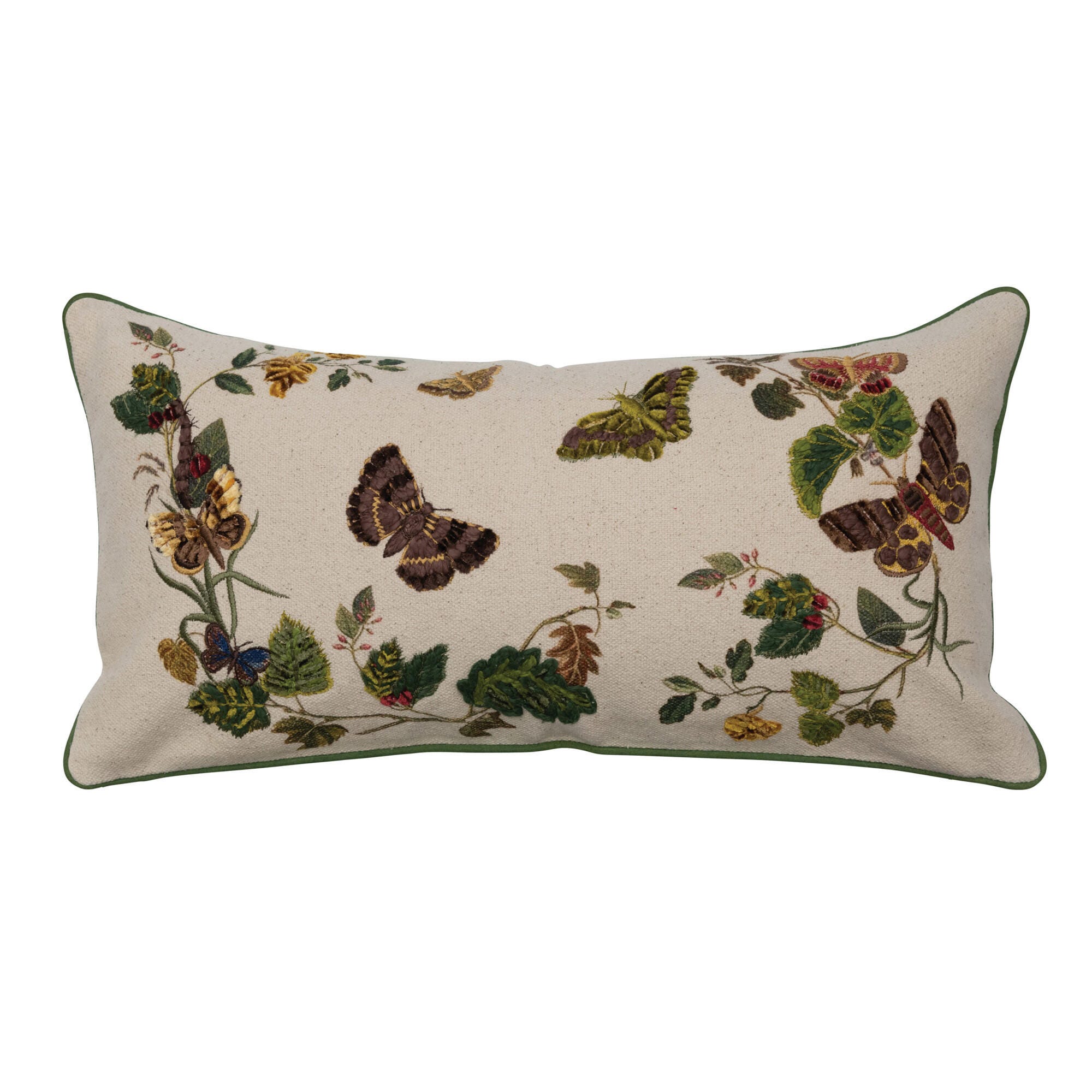 Storied Home Butterflies Embroidered Decorative Throw Pillow, , large