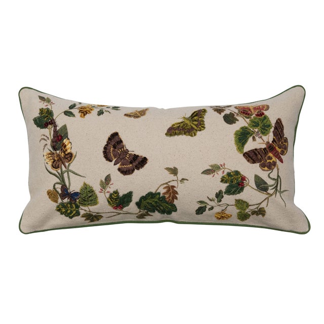 Storied Home Butterflies Embroidered Decorative Throw Pillow