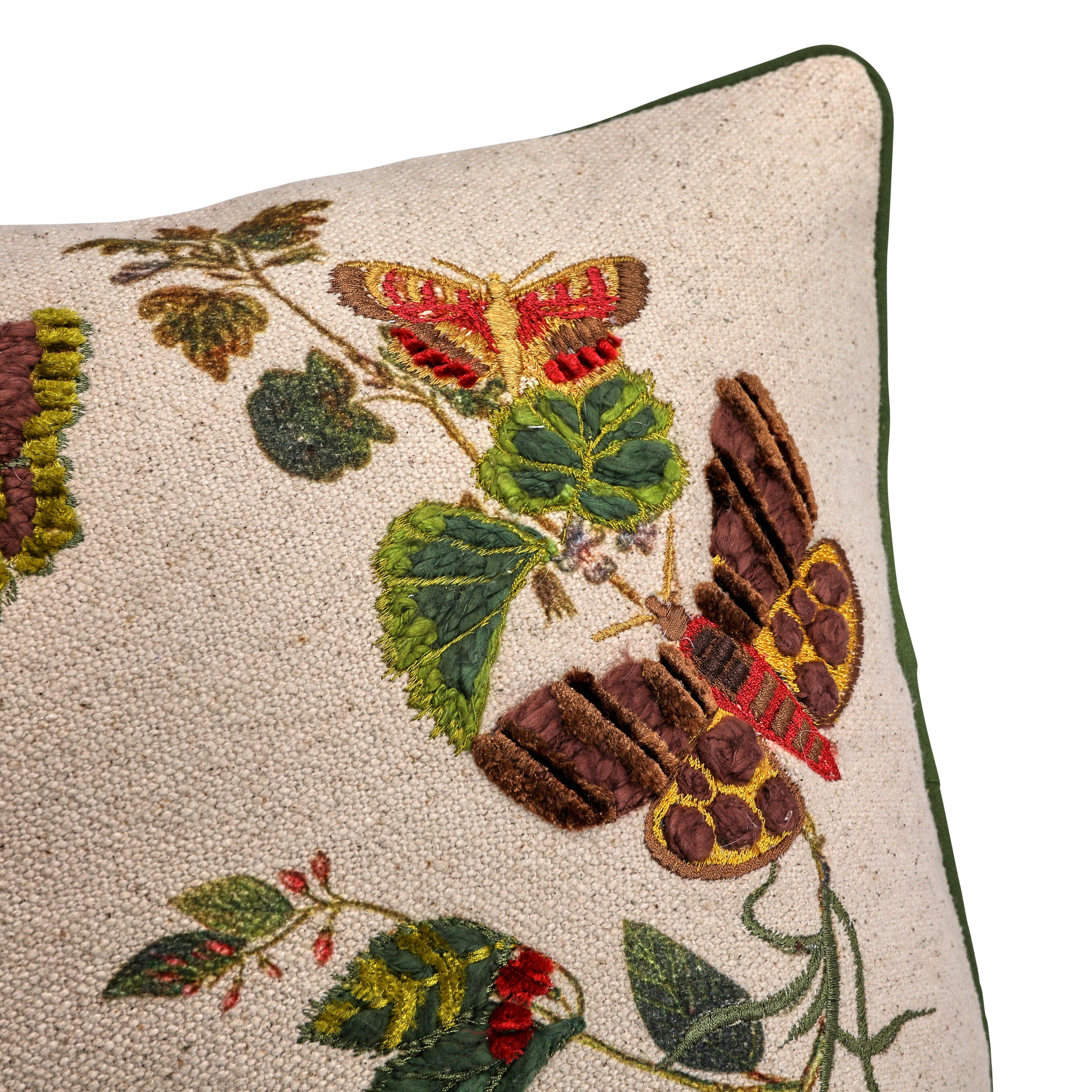 Storied Home Butterflies Embroidered Decorative Throw Pillow, , large