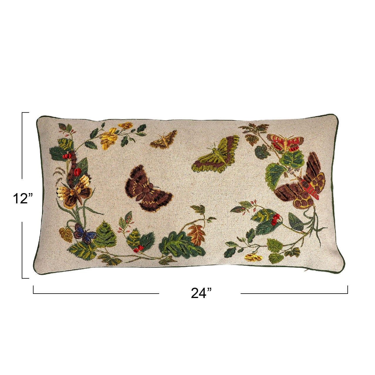 Storied Home Butterflies Embroidered Decorative Throw Pillow, , large
