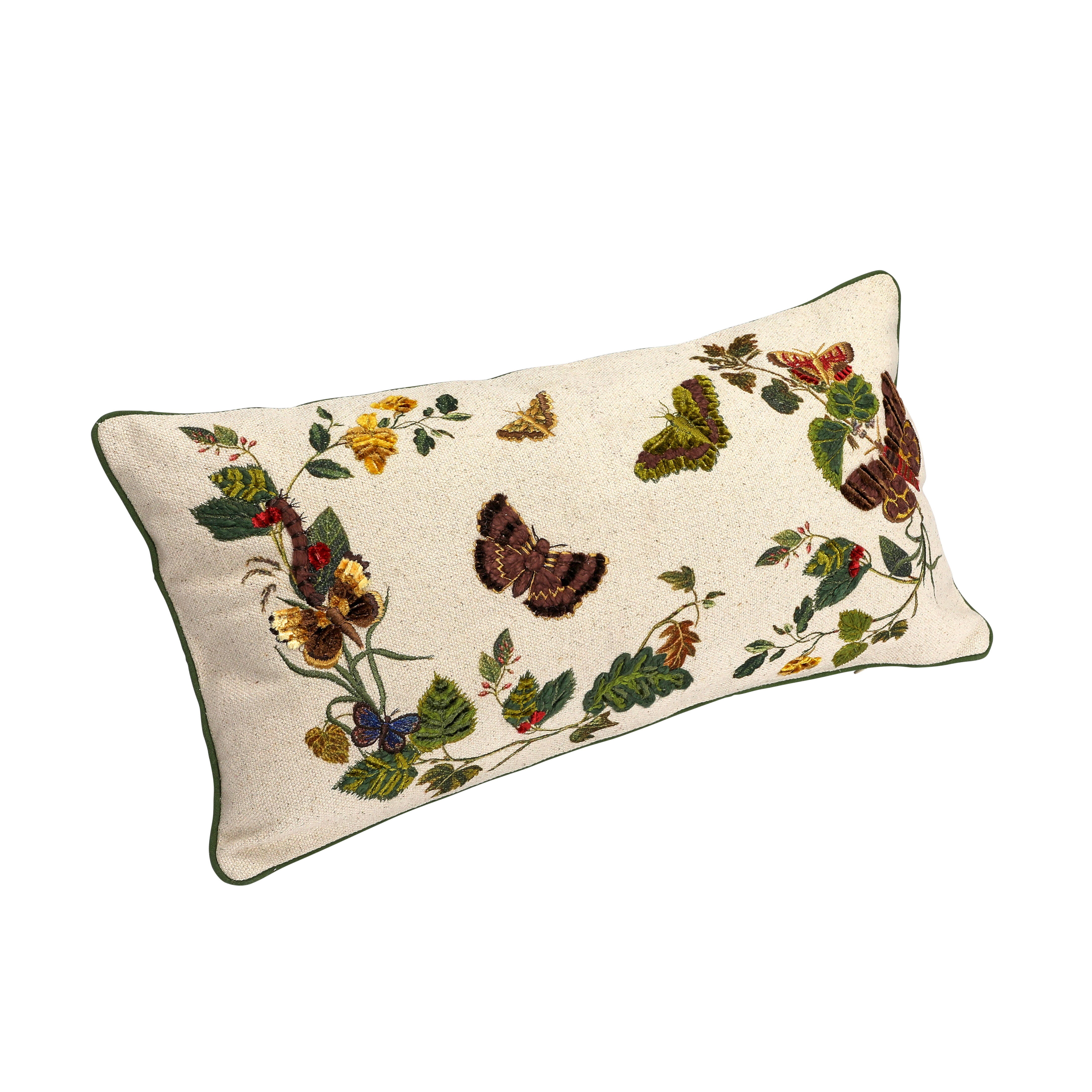 Storied Home Butterflies Embroidered Decorative Throw Pillow, , large