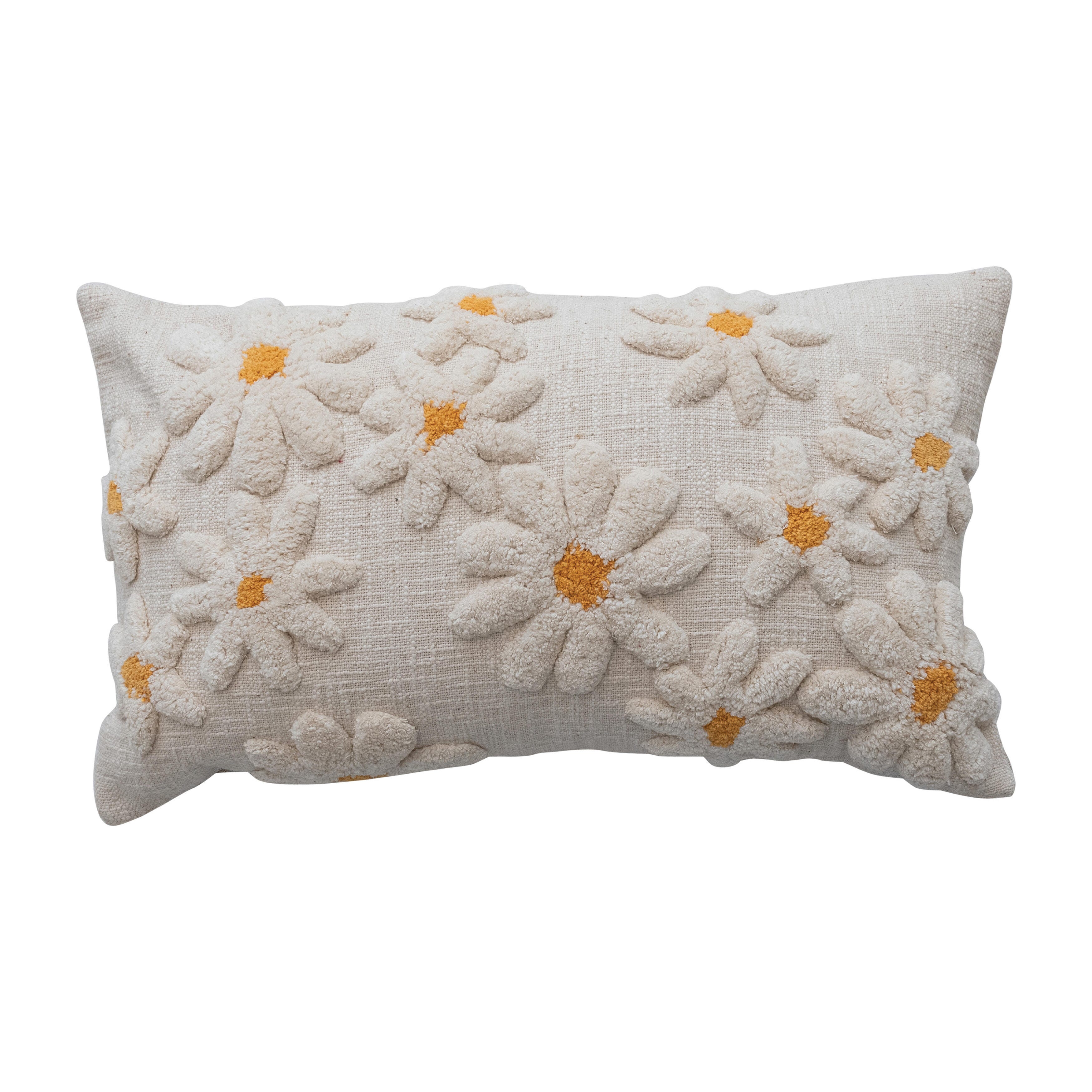 Storied Home Tufted Flowers Lumbar Decorative Throw Pillow, , large