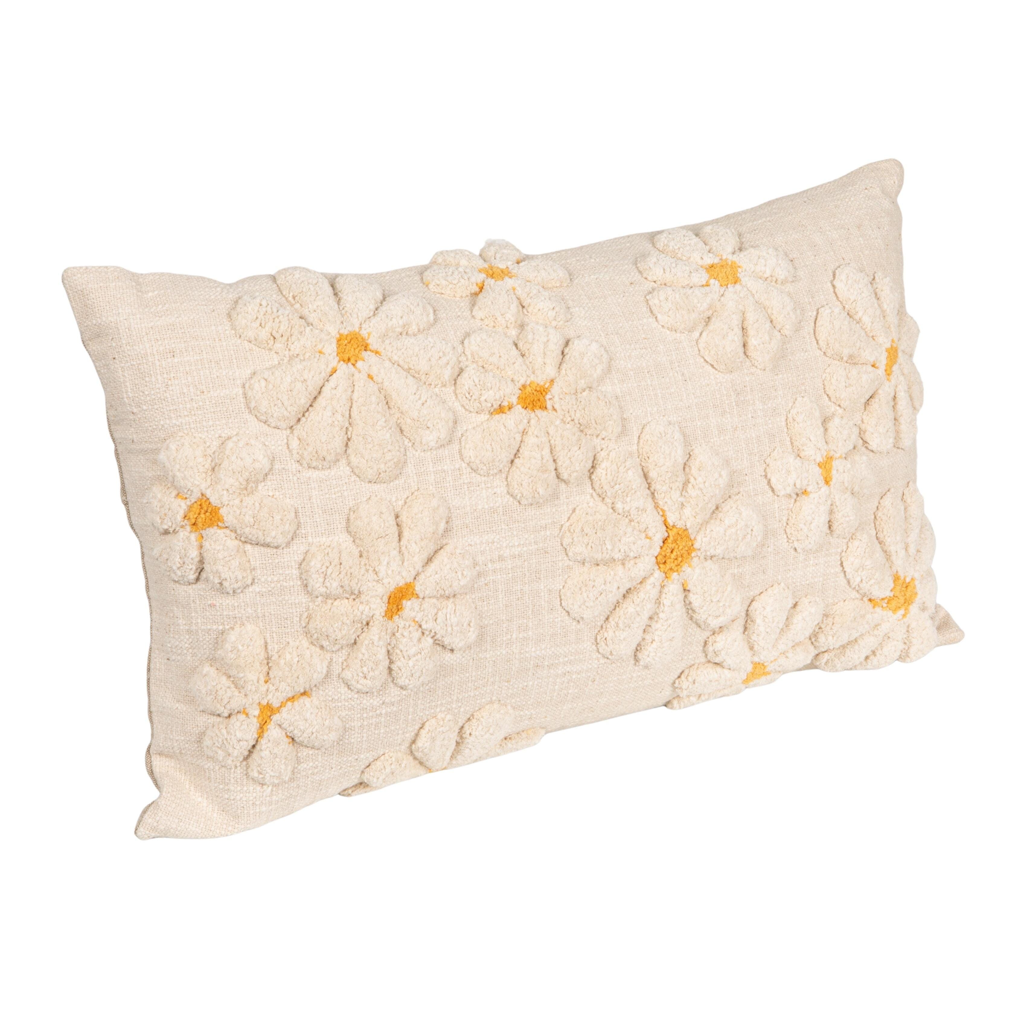 Storied Home Tufted Flowers Lumbar Decorative Throw Pillow, , large