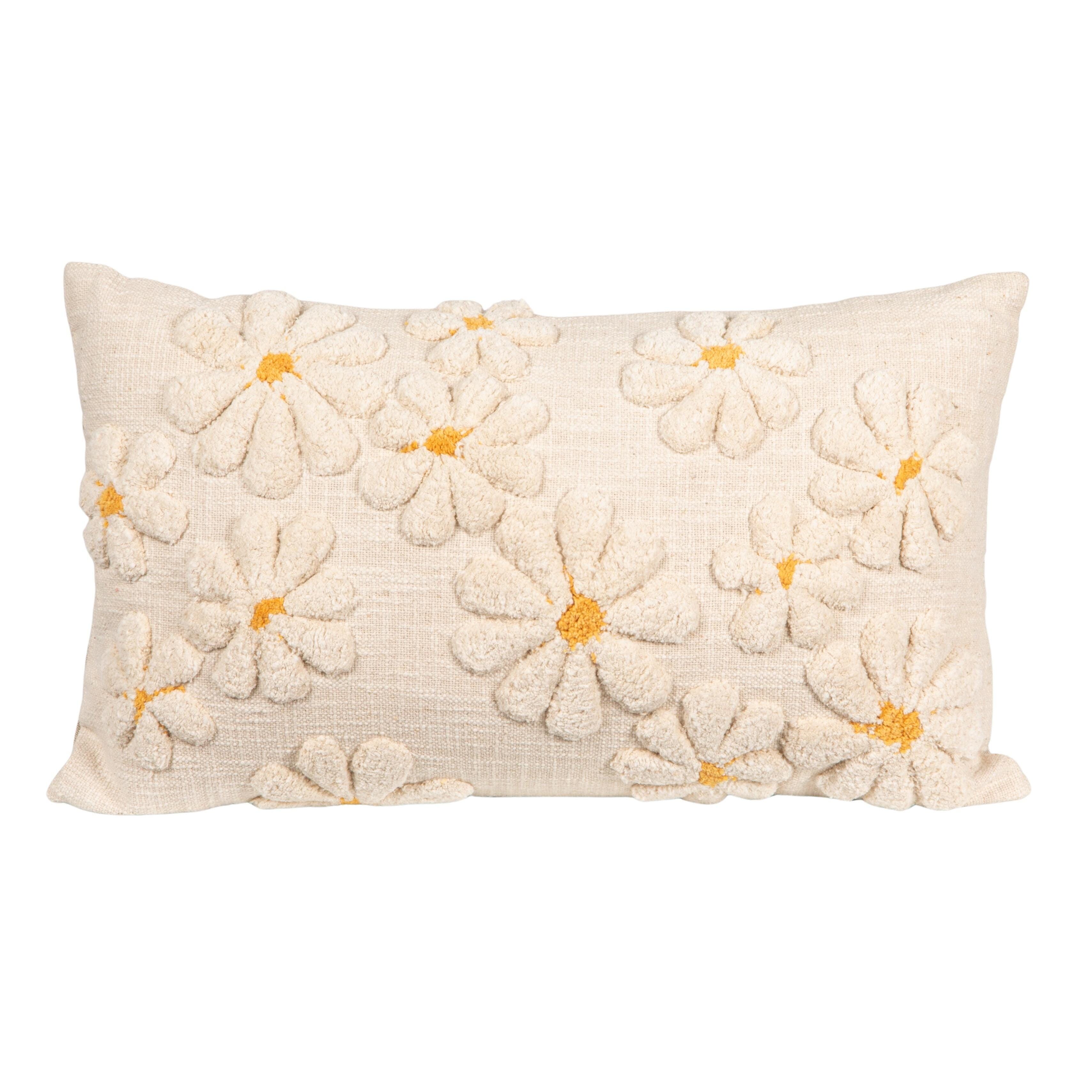 Storied Home Tufted Flowers Lumbar Decorative Throw Pillow, , large