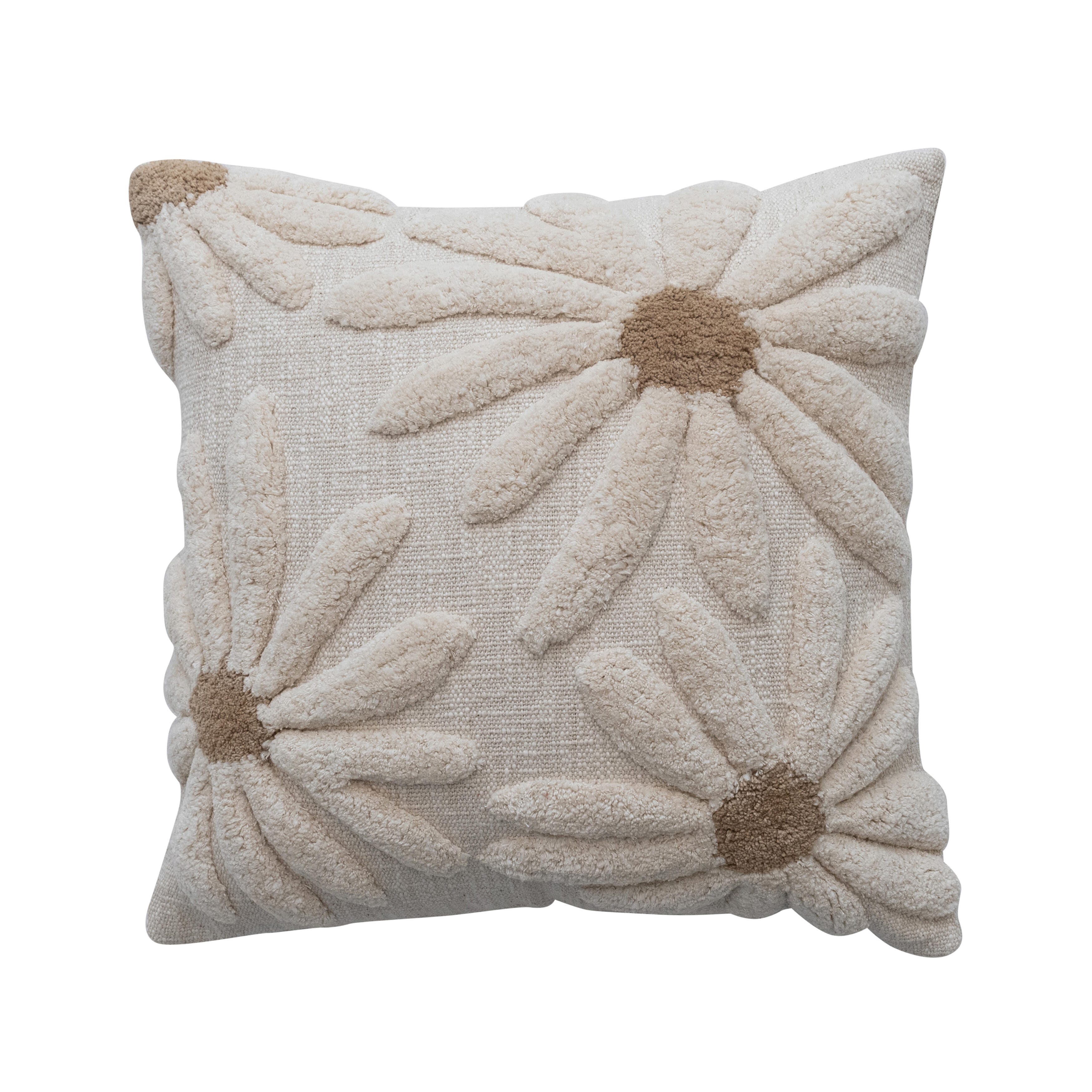Storied Home Tufted Flowers Decorative Throw Pillow, , large