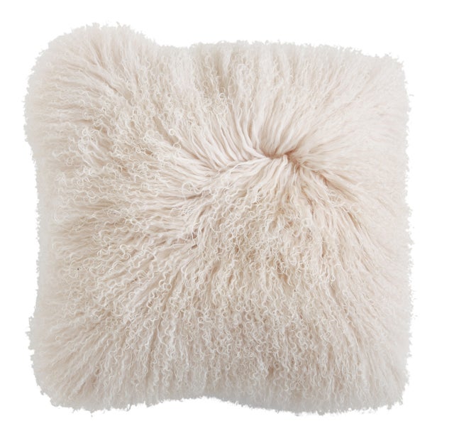 Creative Co-op Mongolian Lamb Fur Decorative Pillow