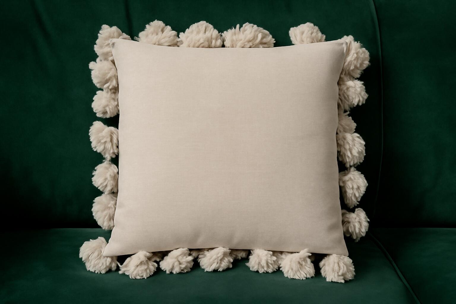 Storied Home Tasseled Decorative Throw Pillow, Cream, large