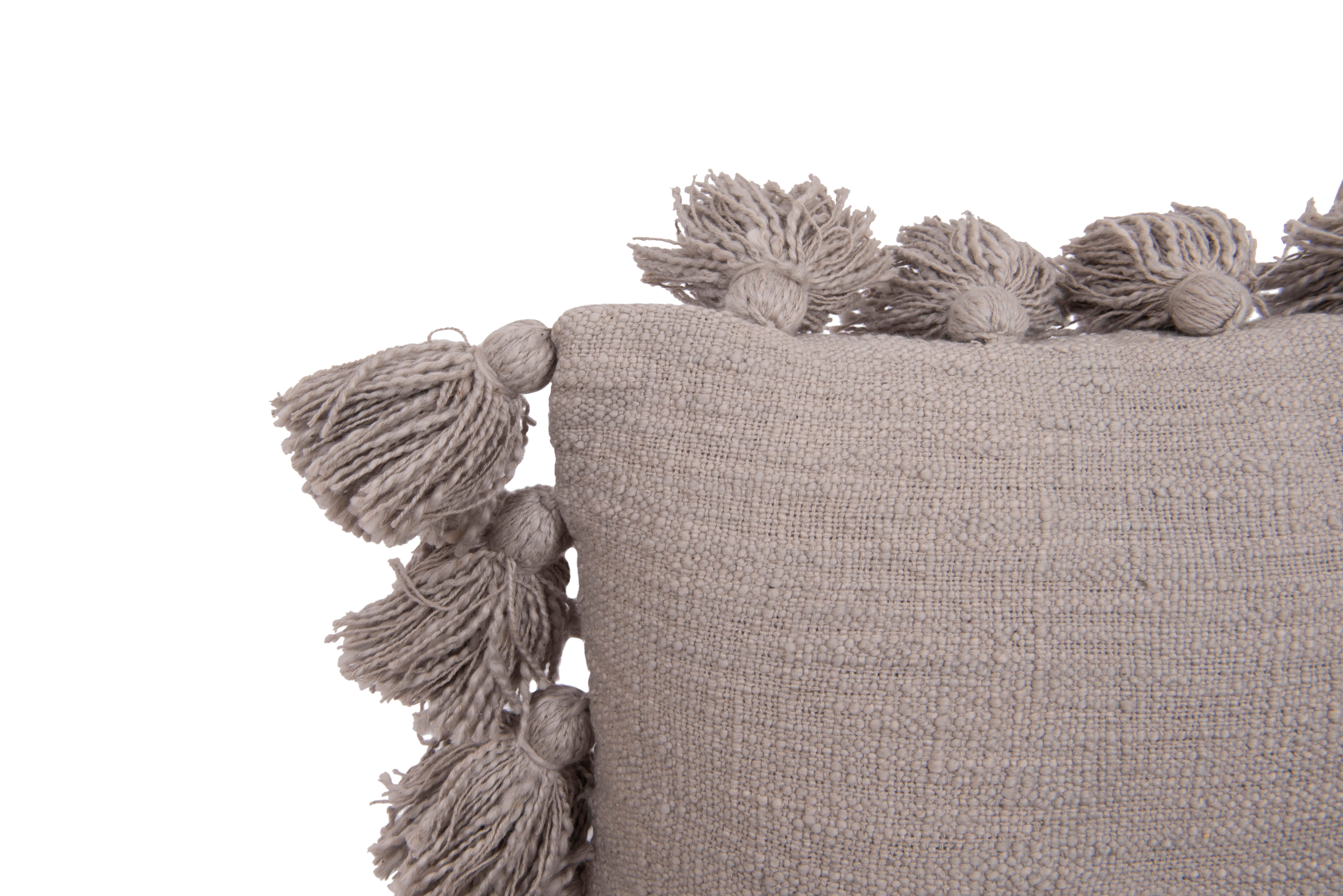 Storied Home Tasseled Decorative Throw Pillow, Gray, large