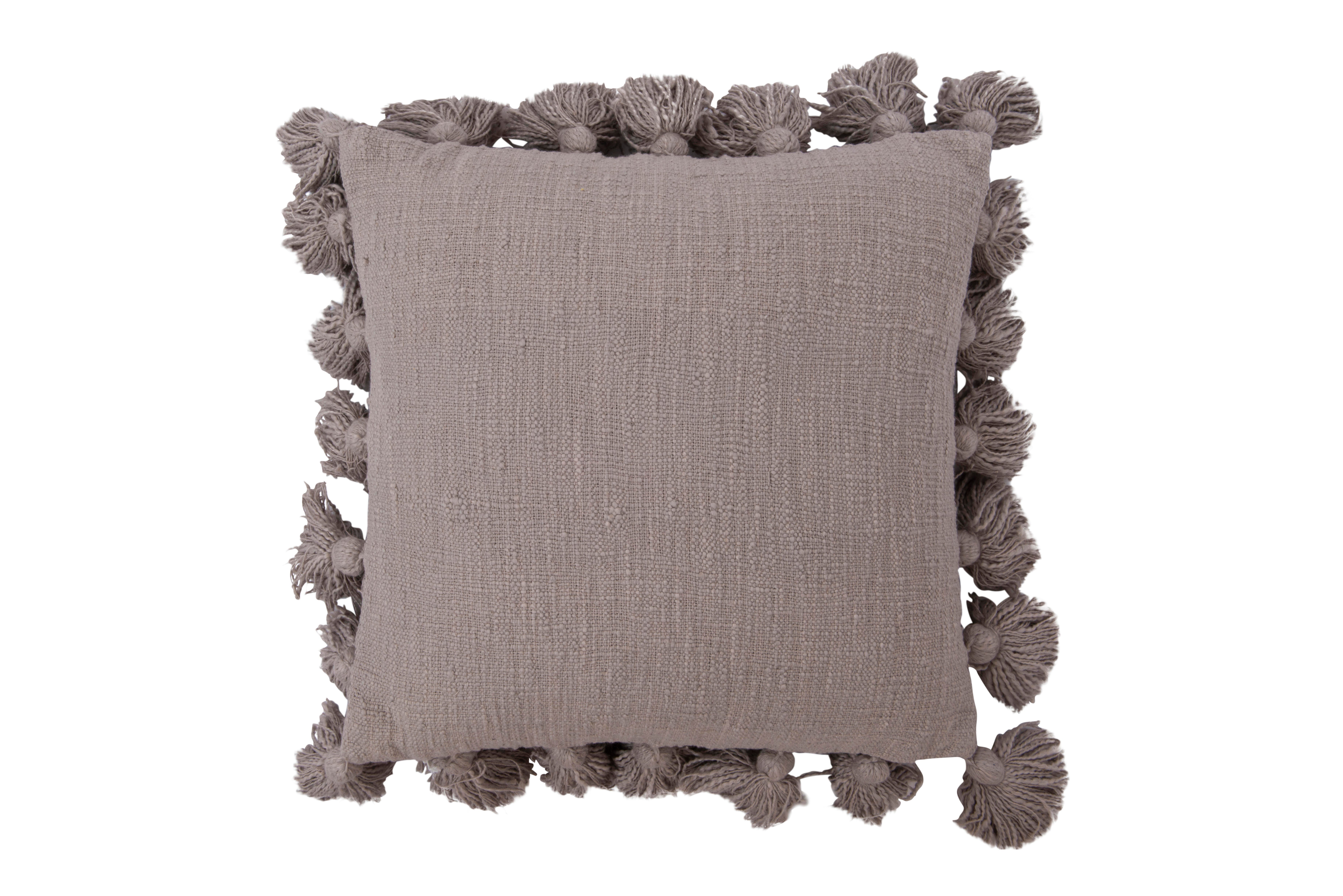 Storied Home Tasseled Decorative Throw Pillow, Gray, large