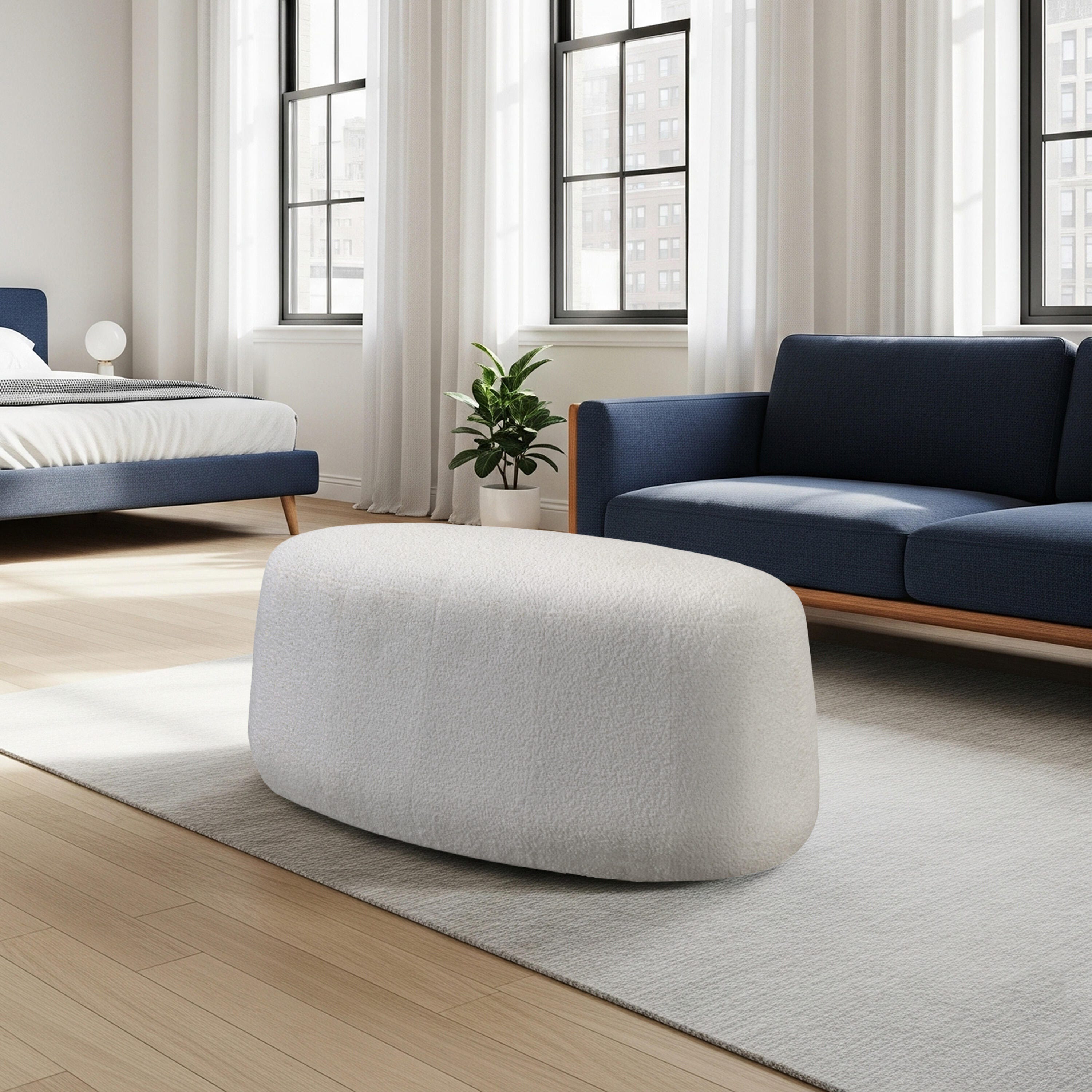 Studio Living Kendrick Ottoman, White, rollover