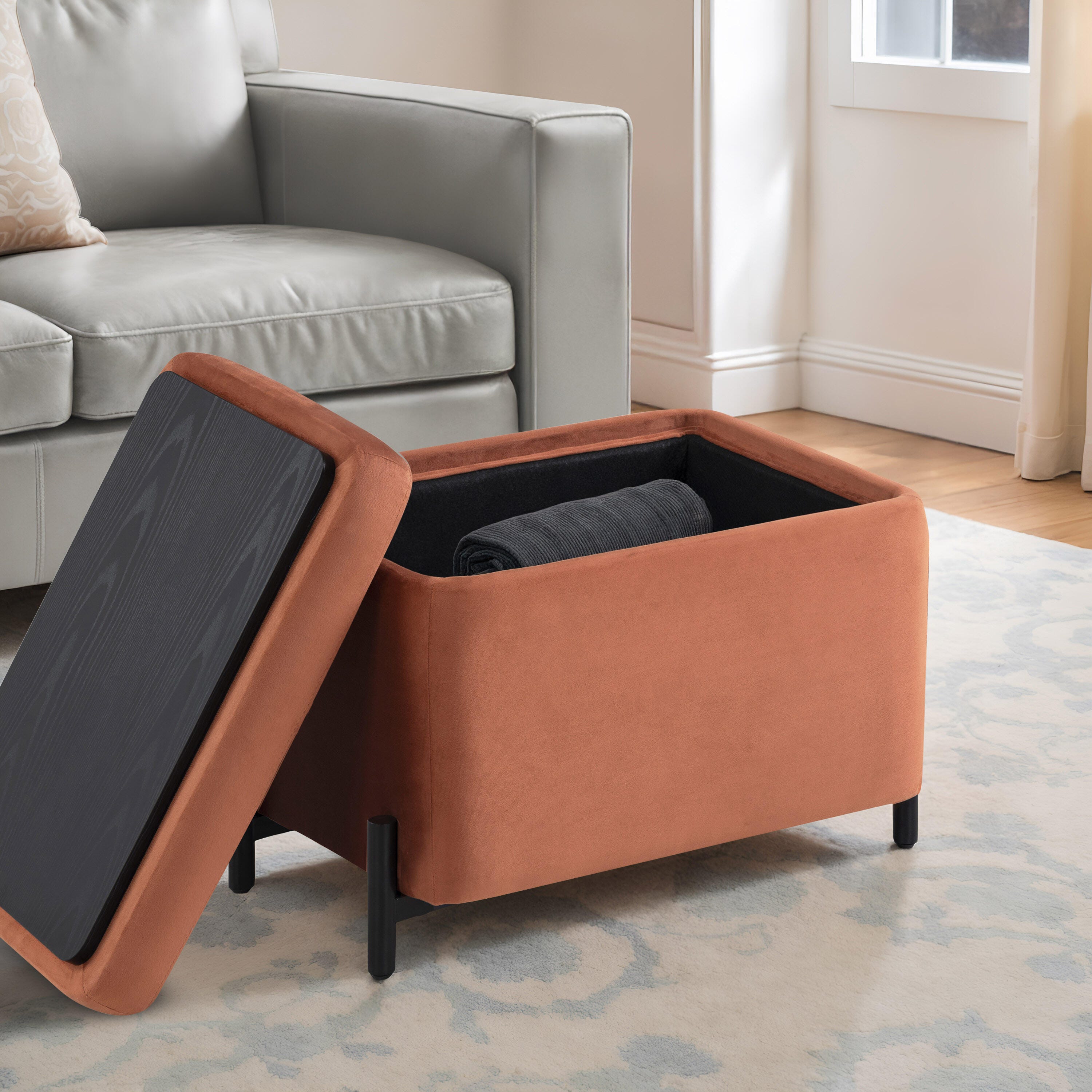 Studio Living Kensington Ottoman, Orange, rollover