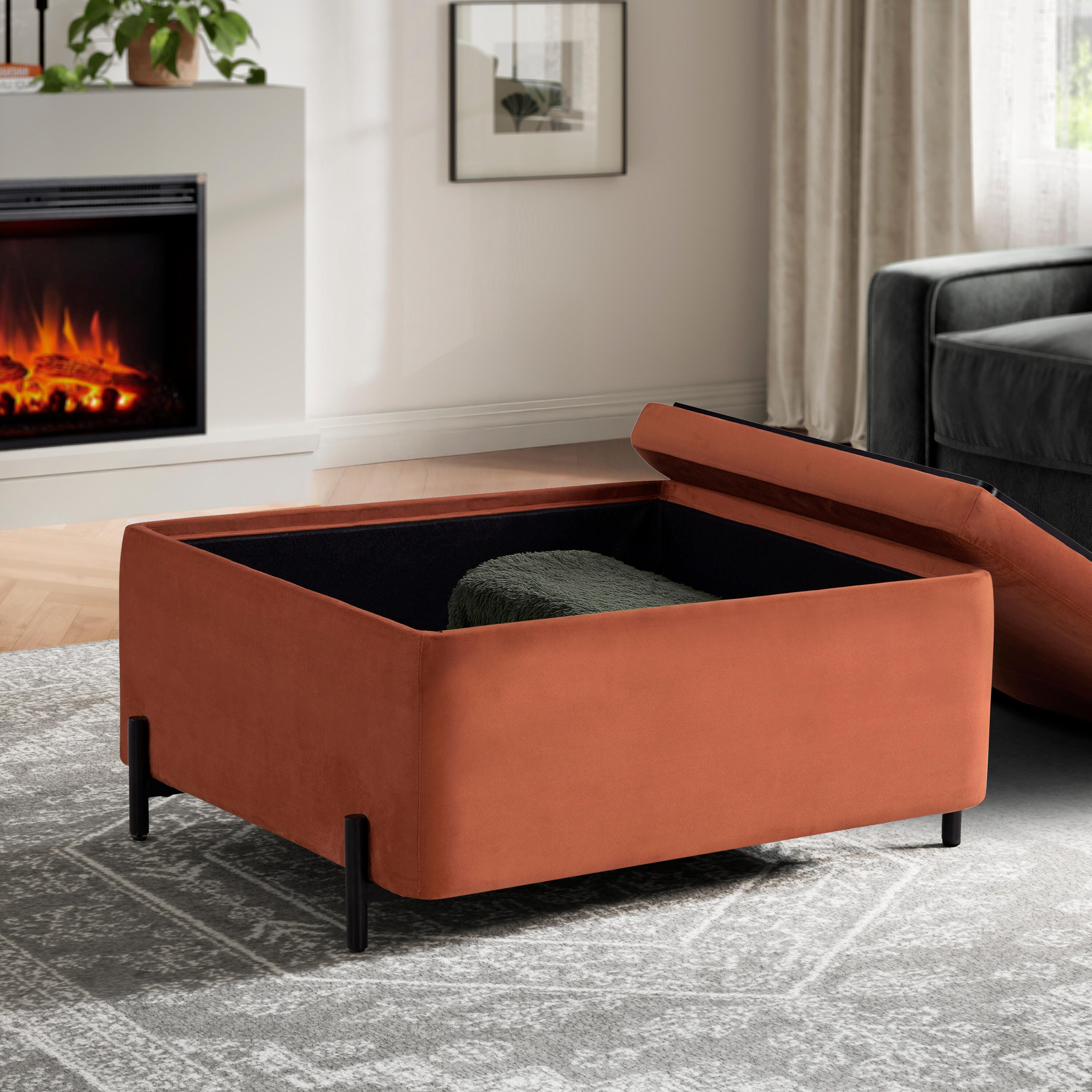 Studio Living Kensington Ottoman, Rust, large