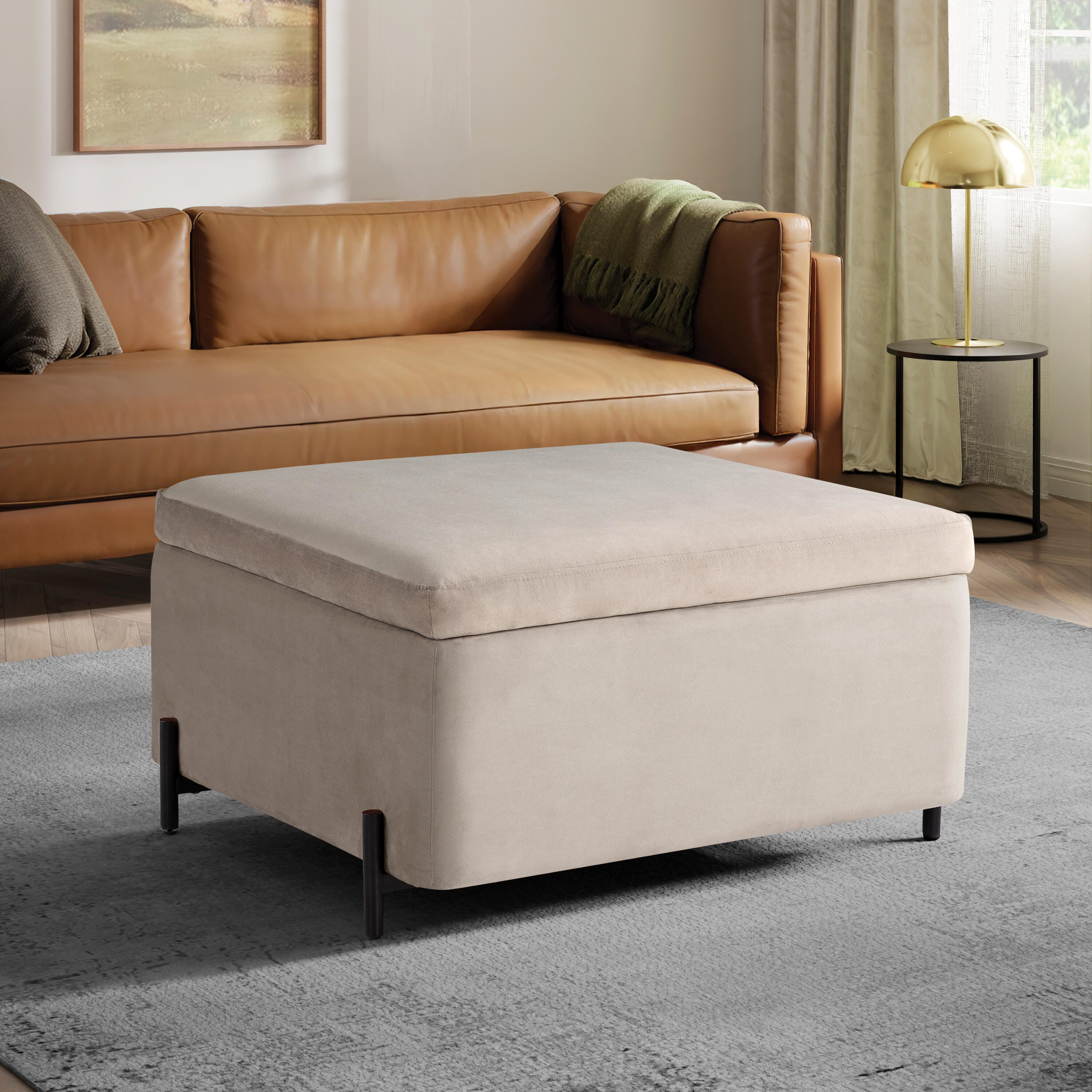Studio Living Kensington Ottoman, Beige, rollover