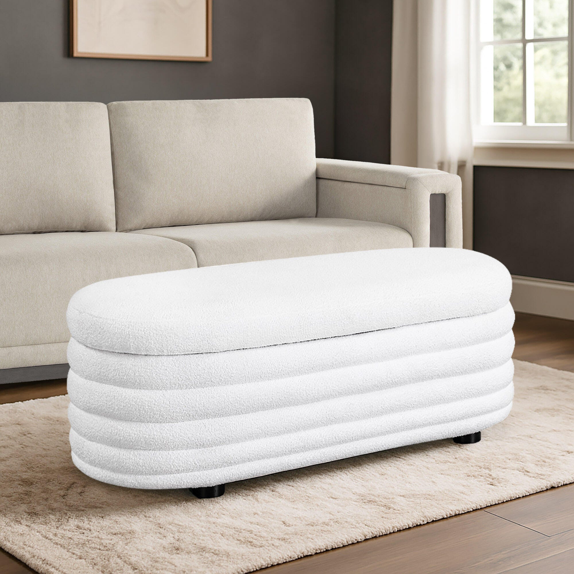 Studio Living Lawrence Ottoman, White, rollover
