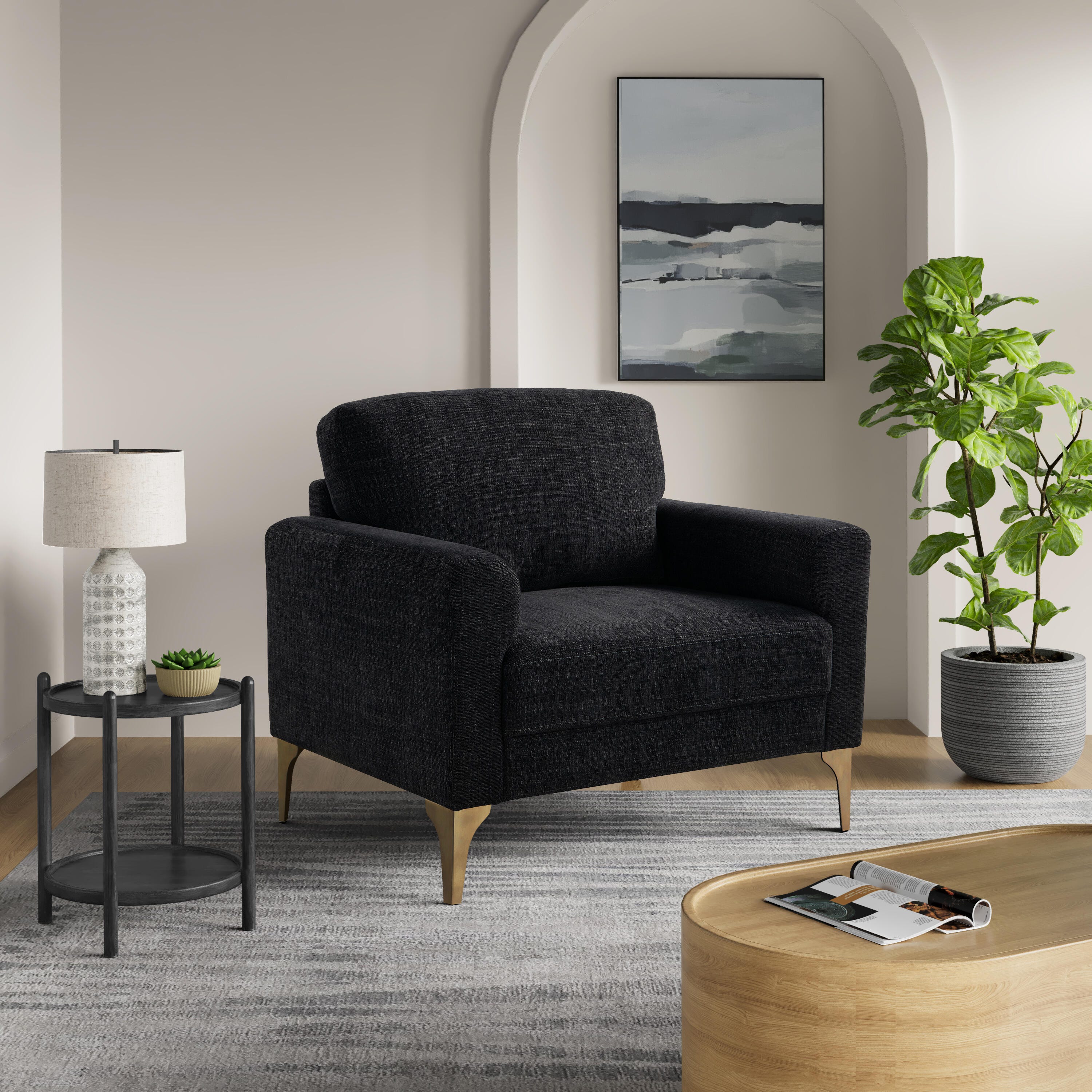 Studio Living Morgan Accent Chair, Black, rollover