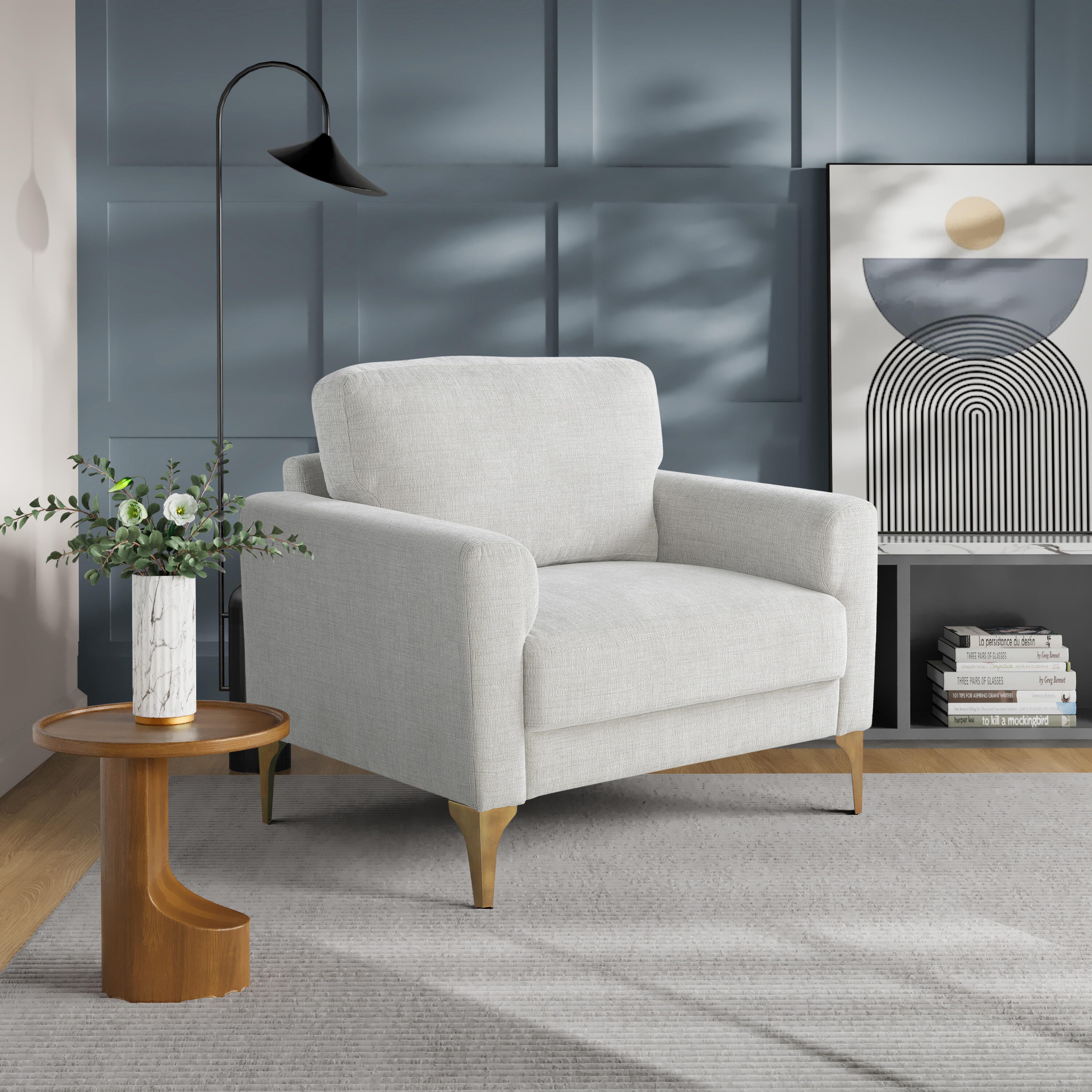 Studio Living Morgan Accent Chair, Ivory, rollover