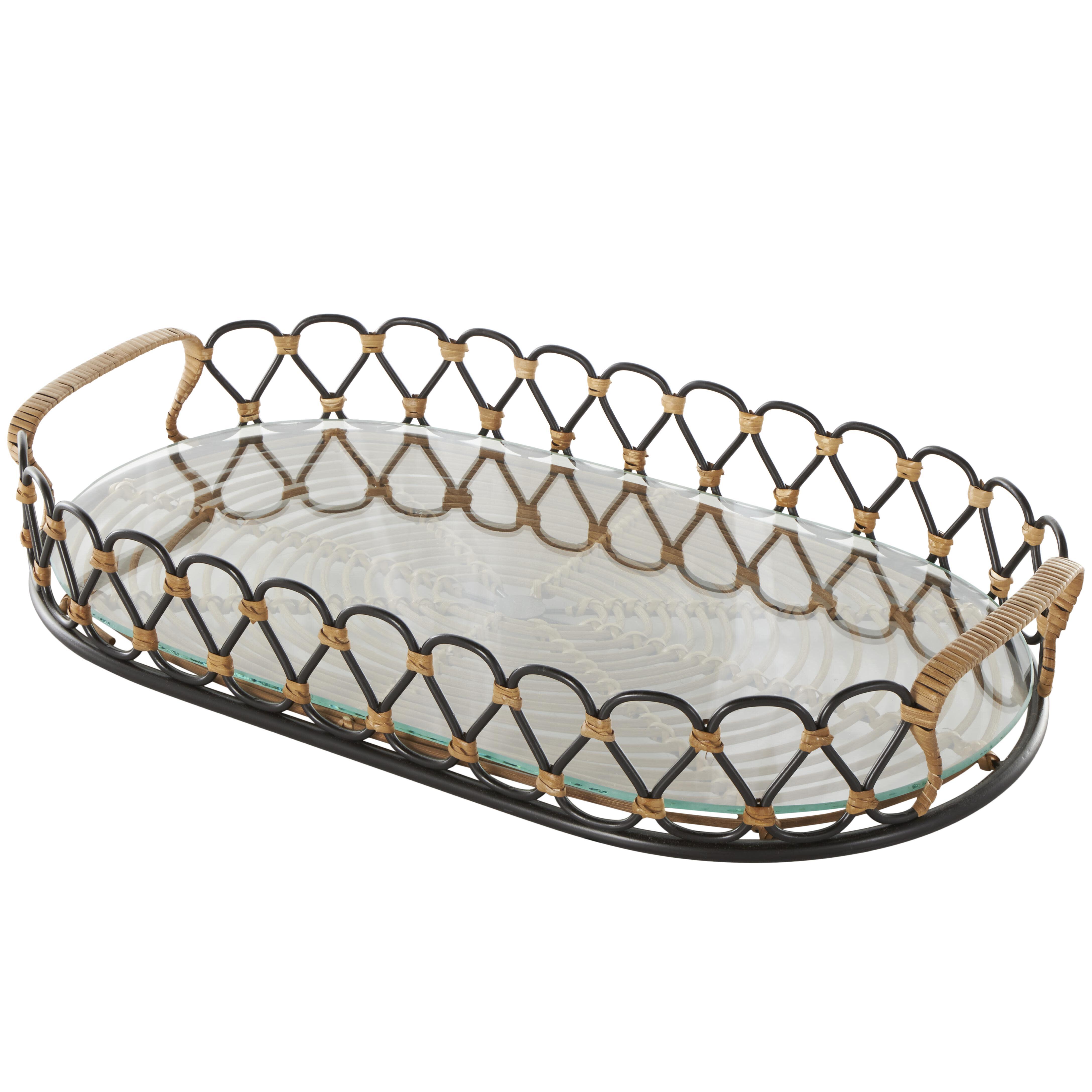 Bayberry Lane Decor Tray with Glass Base, , large