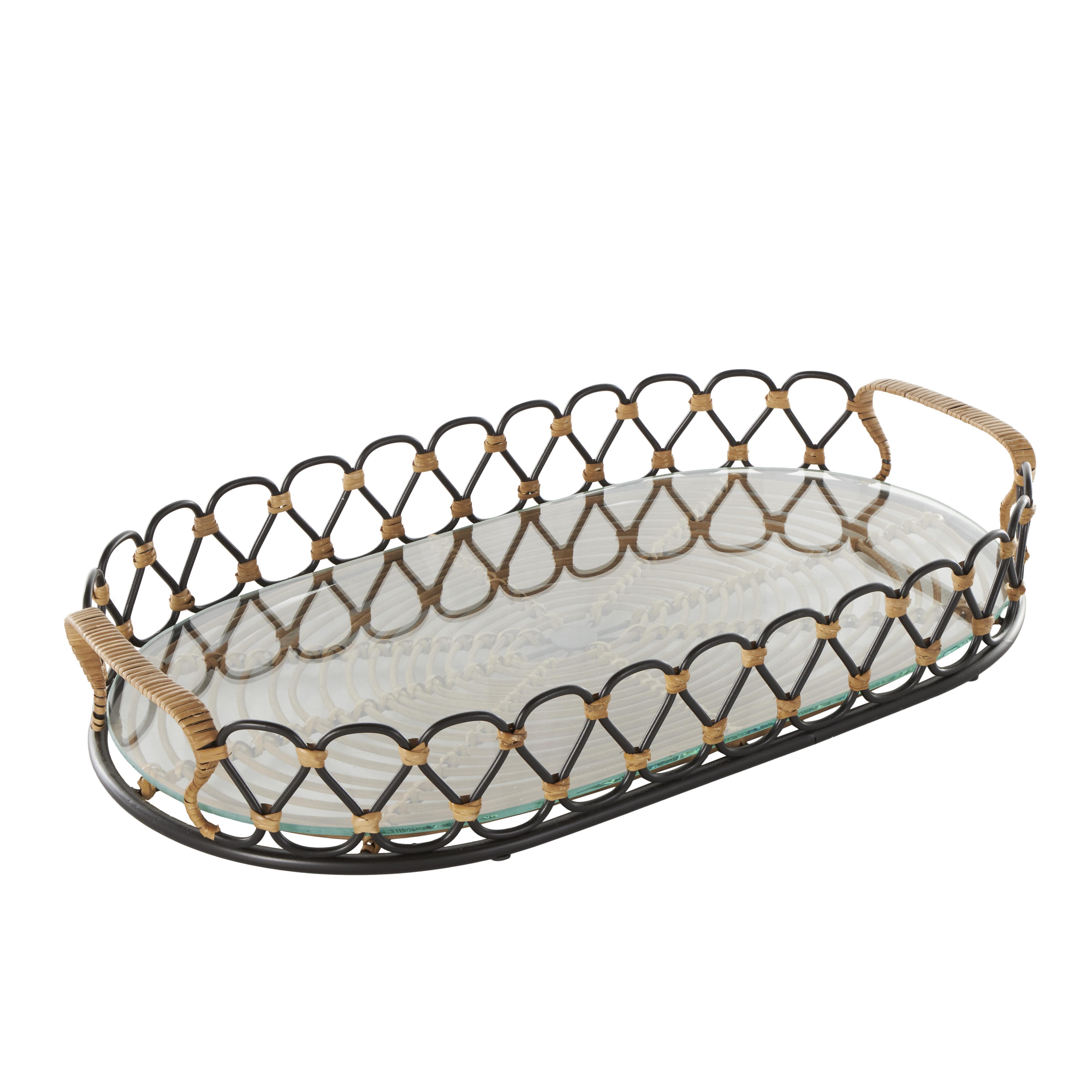 Bayberry Lane Decor Tray with Glass Base, , large