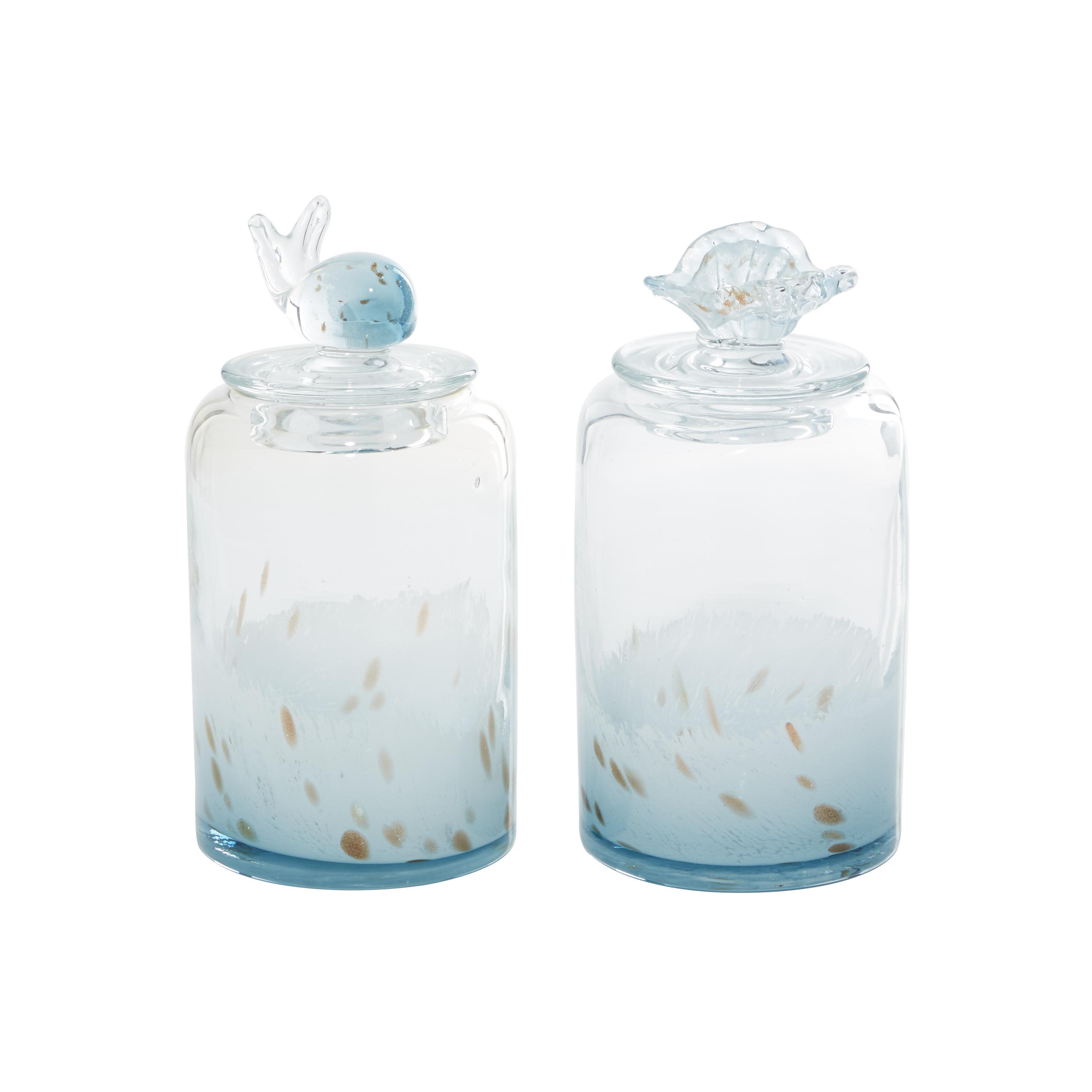 Bayberry Lane Decorative Jars with Seashell Tops (Set of 2), , large