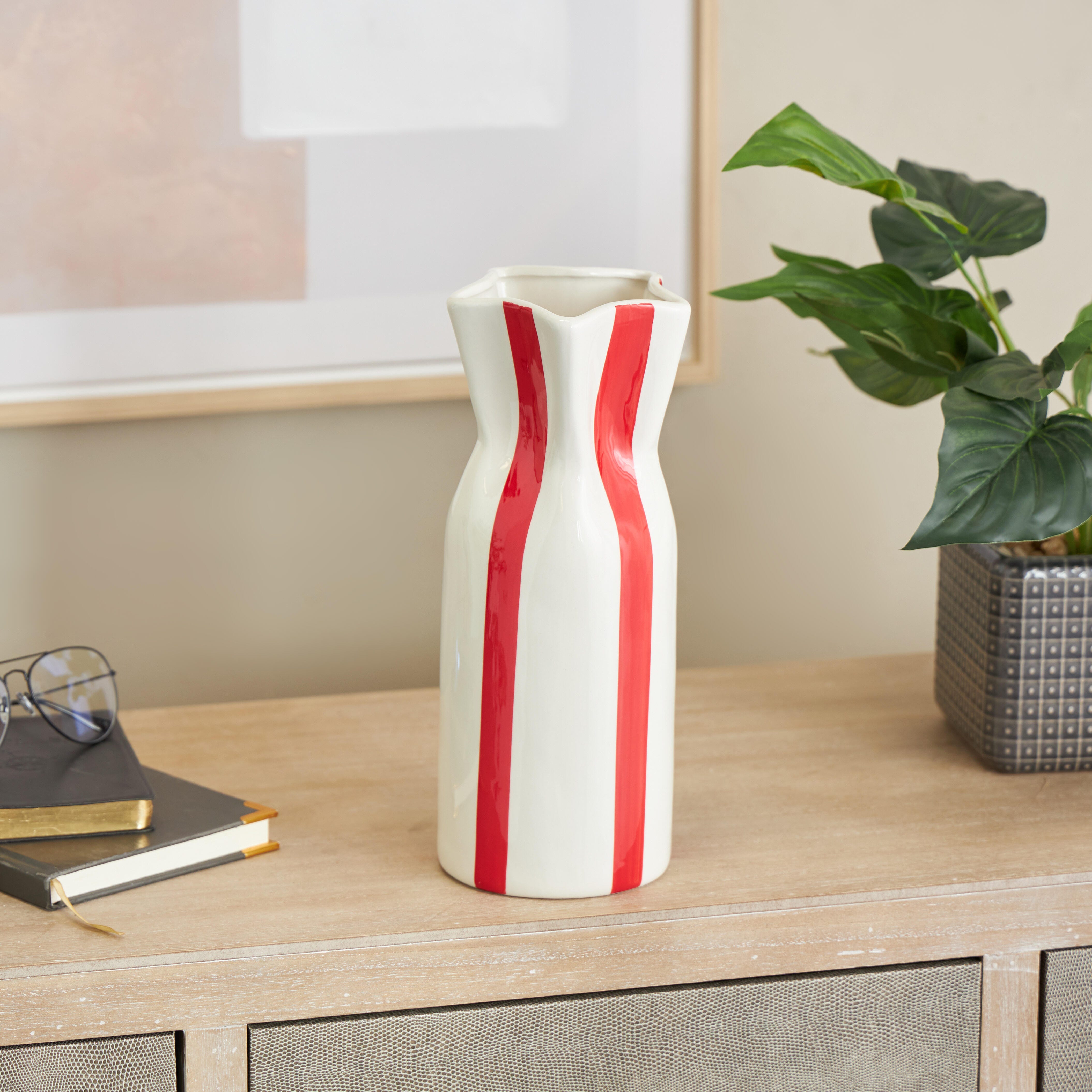 Bayberry Lane Decorative Vase with Vertical Stripes, , rollover