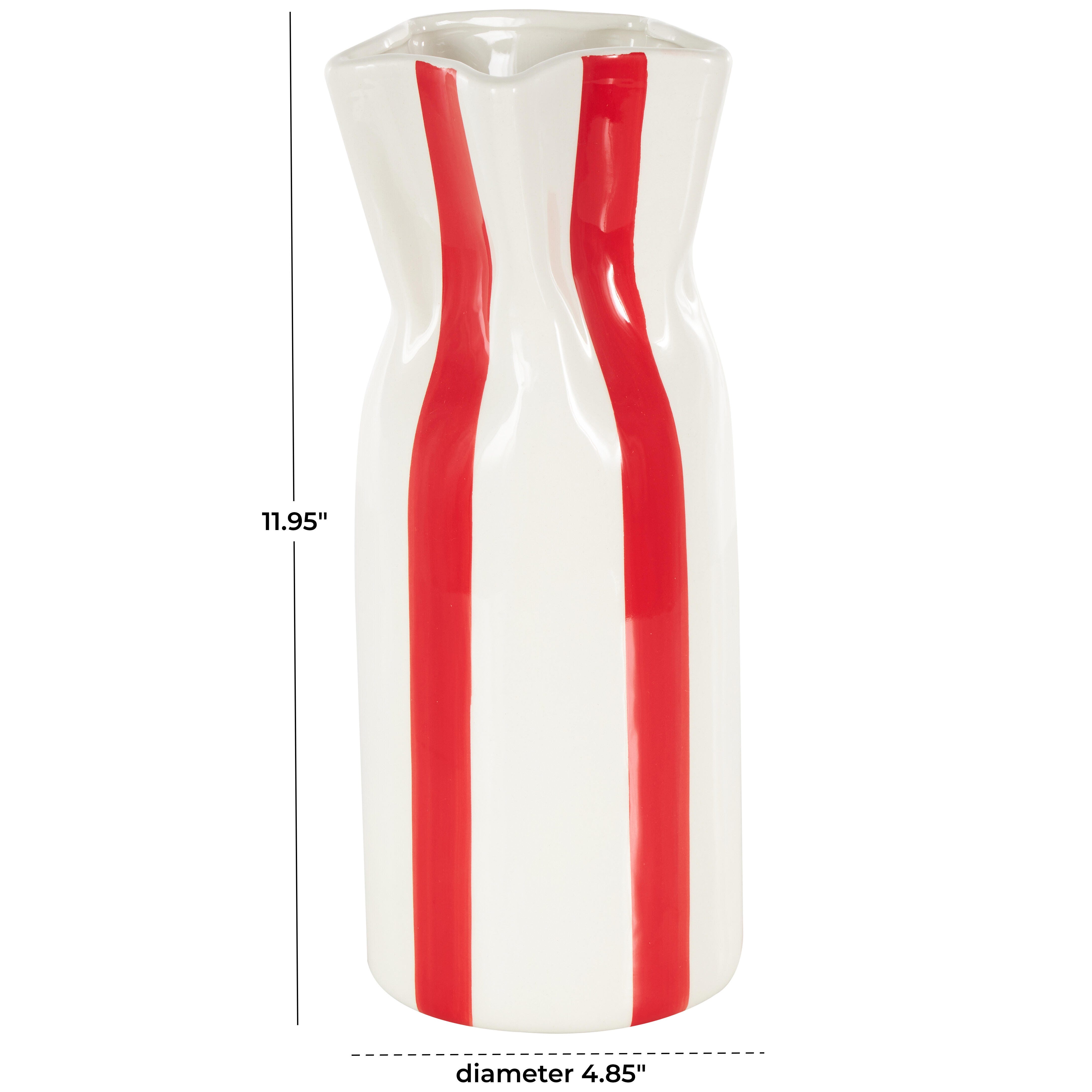 Bayberry Lane Decorative Vase with Vertical Stripes, , large