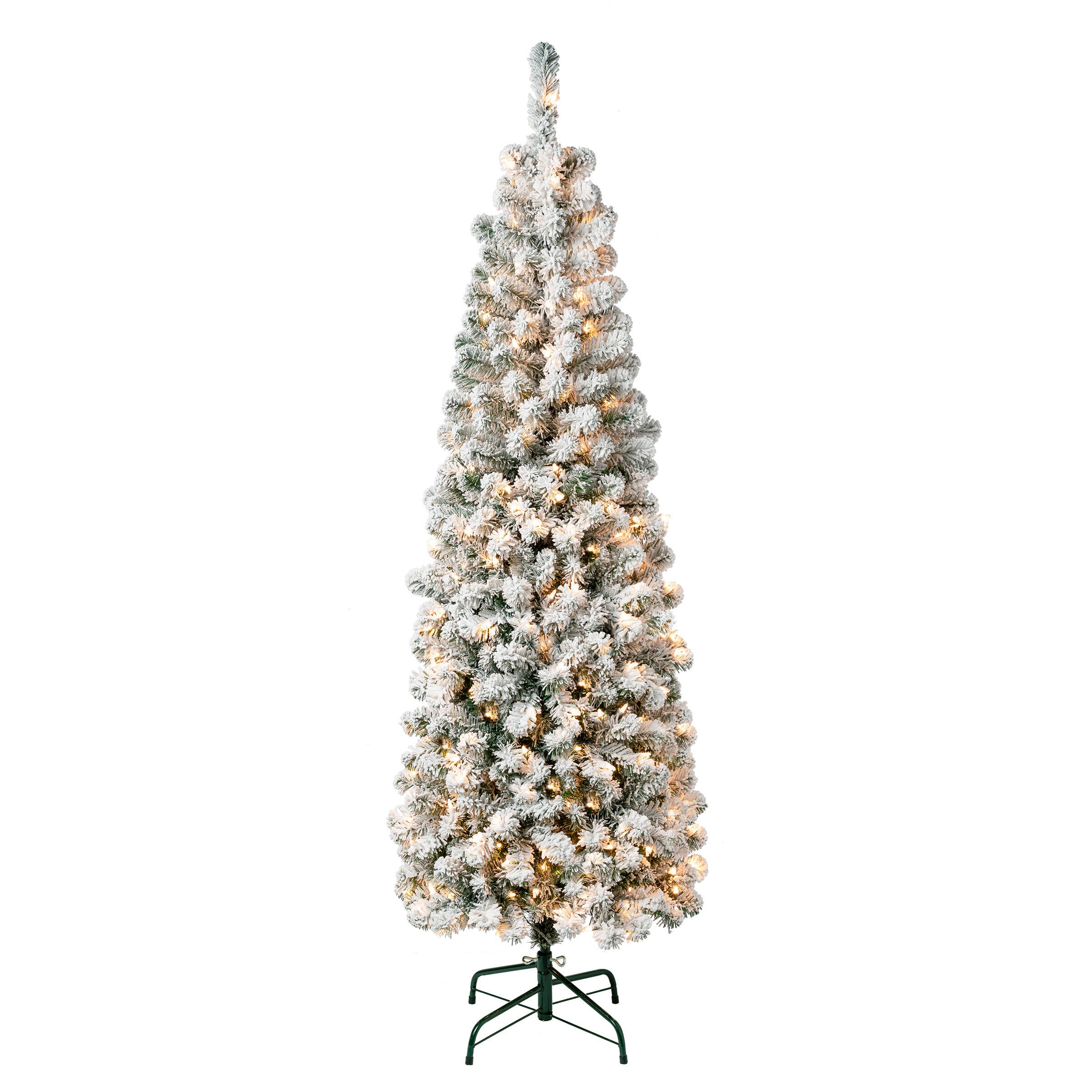 National Tree Company 6' Pencil Slim Flocked Acacia Artificial Christmas Tree, , large
