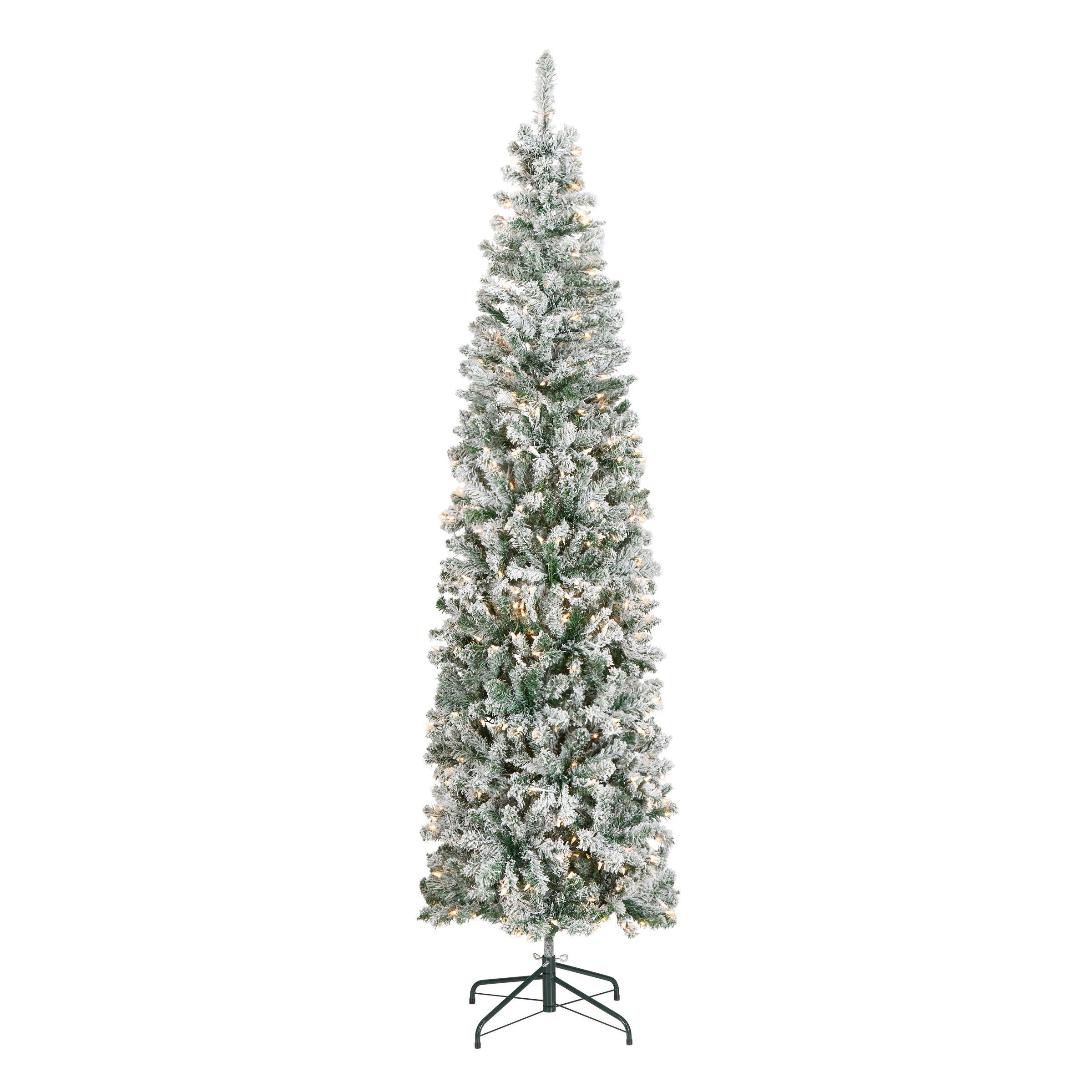 National Tree Company 7.5' Slim Flocked Acacia Artificial Christmas Tree, , large