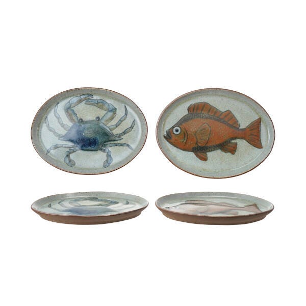 Storied Home Hand-Painted Decorative Plates (Set of 4), , large