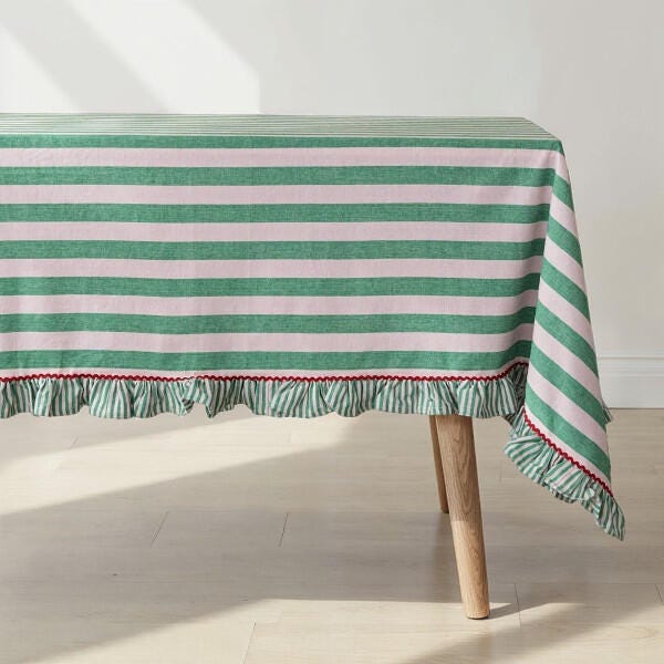 Storied Home Striped Tablecloth, , rollover