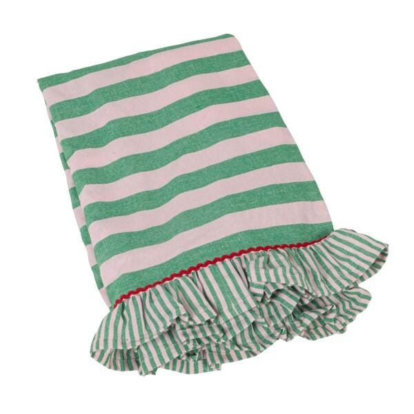 Storied Home Striped Tablecloth, , large