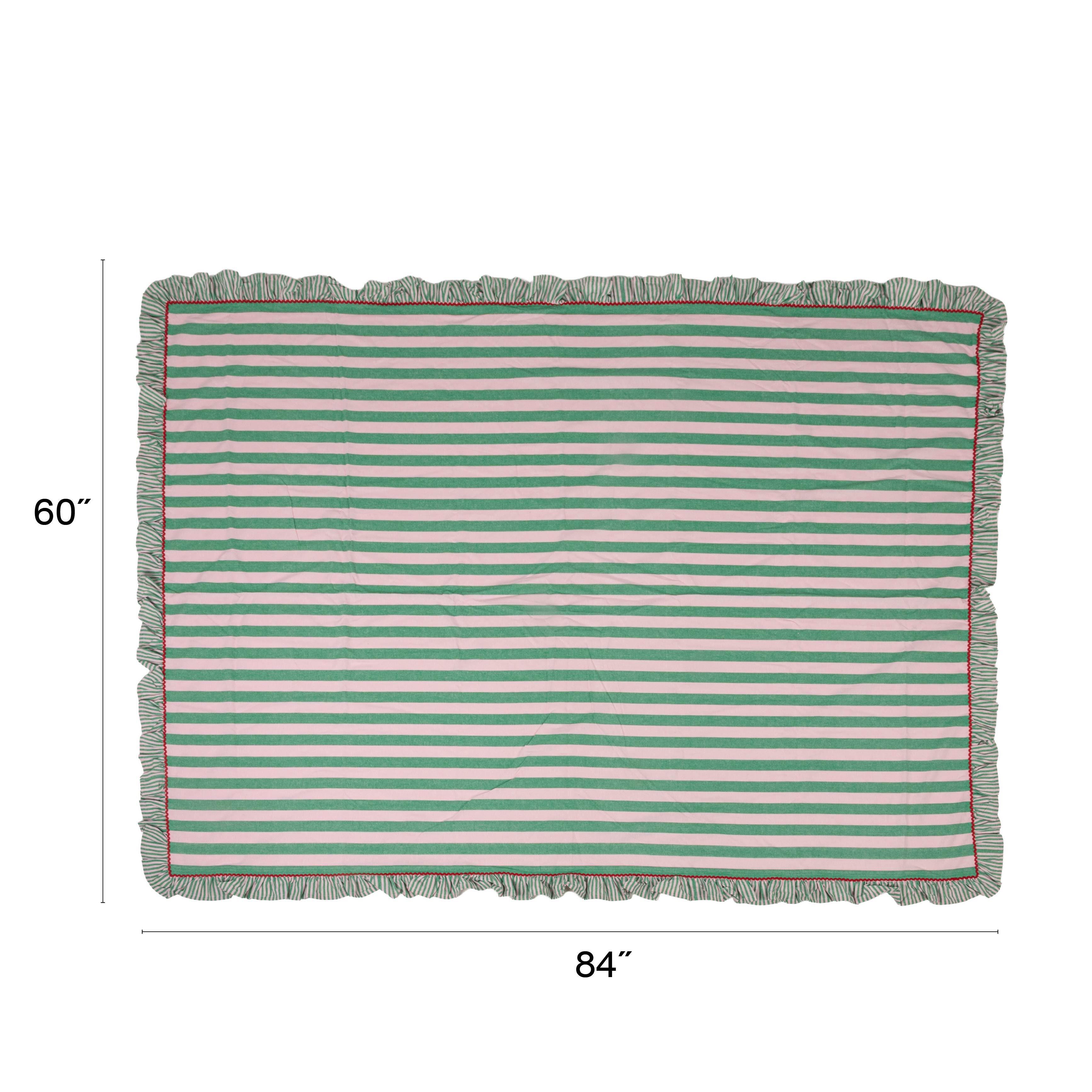 Storied Home Striped Tablecloth, , large