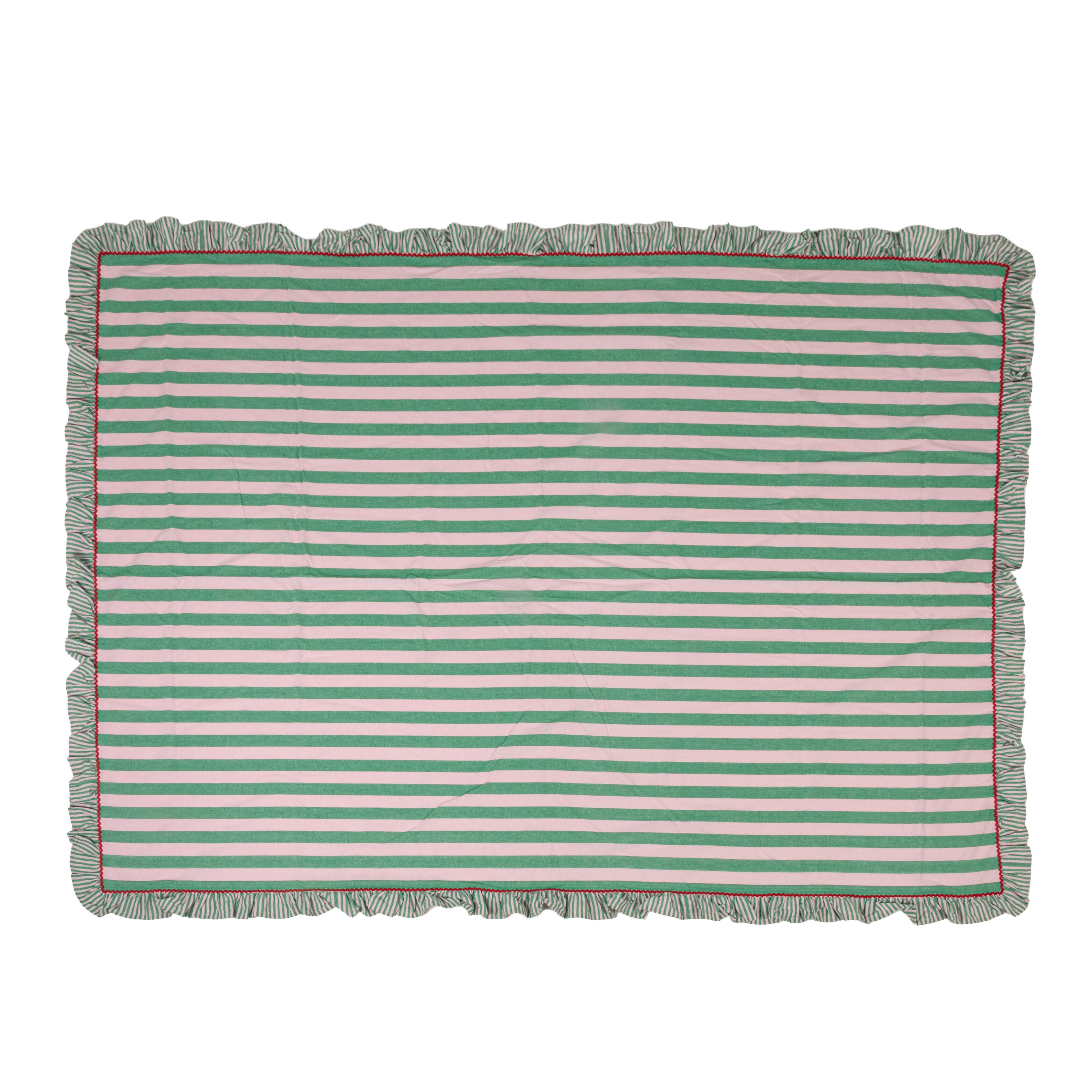 Storied Home Striped Tablecloth, , large