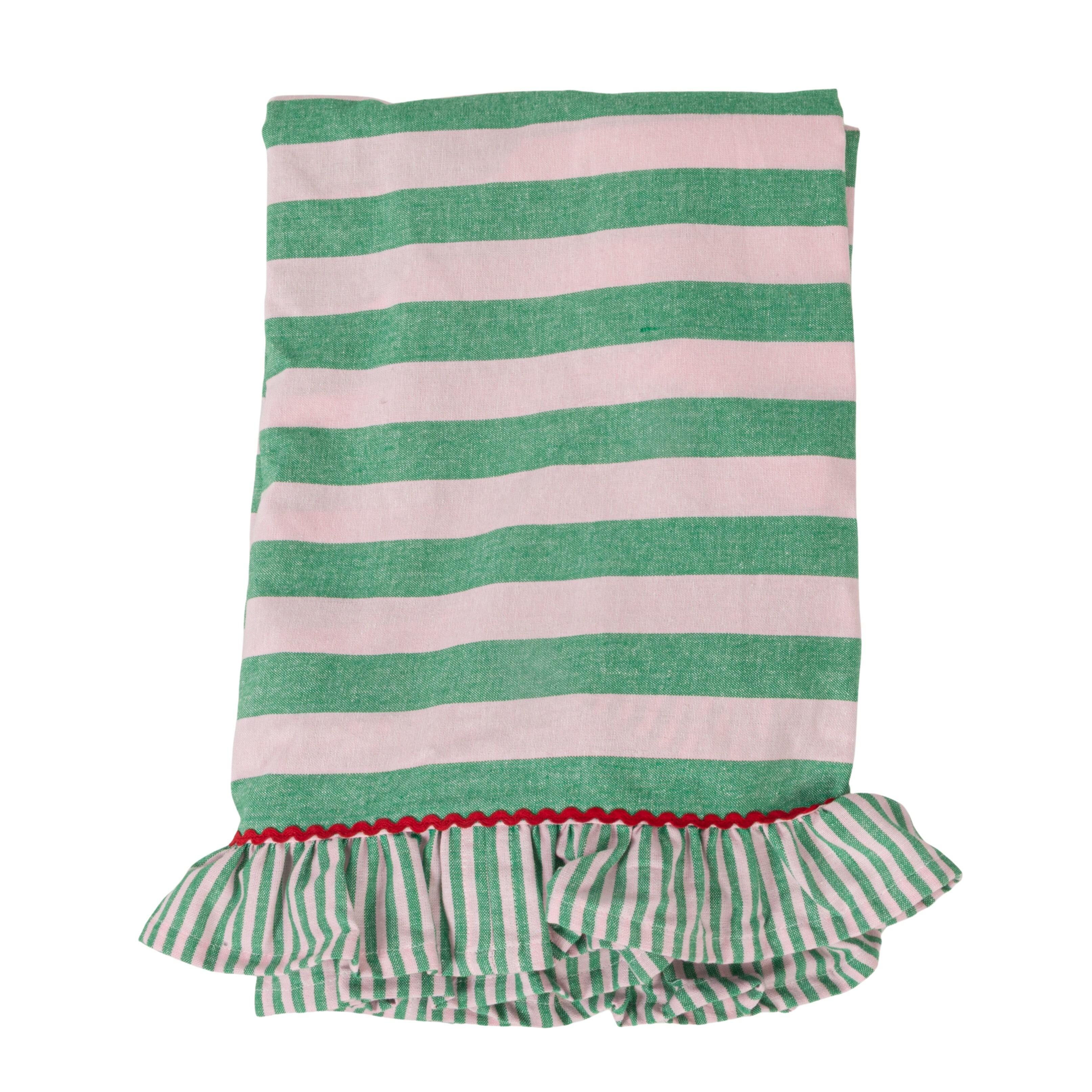 Storied Home Striped Tablecloth, , large