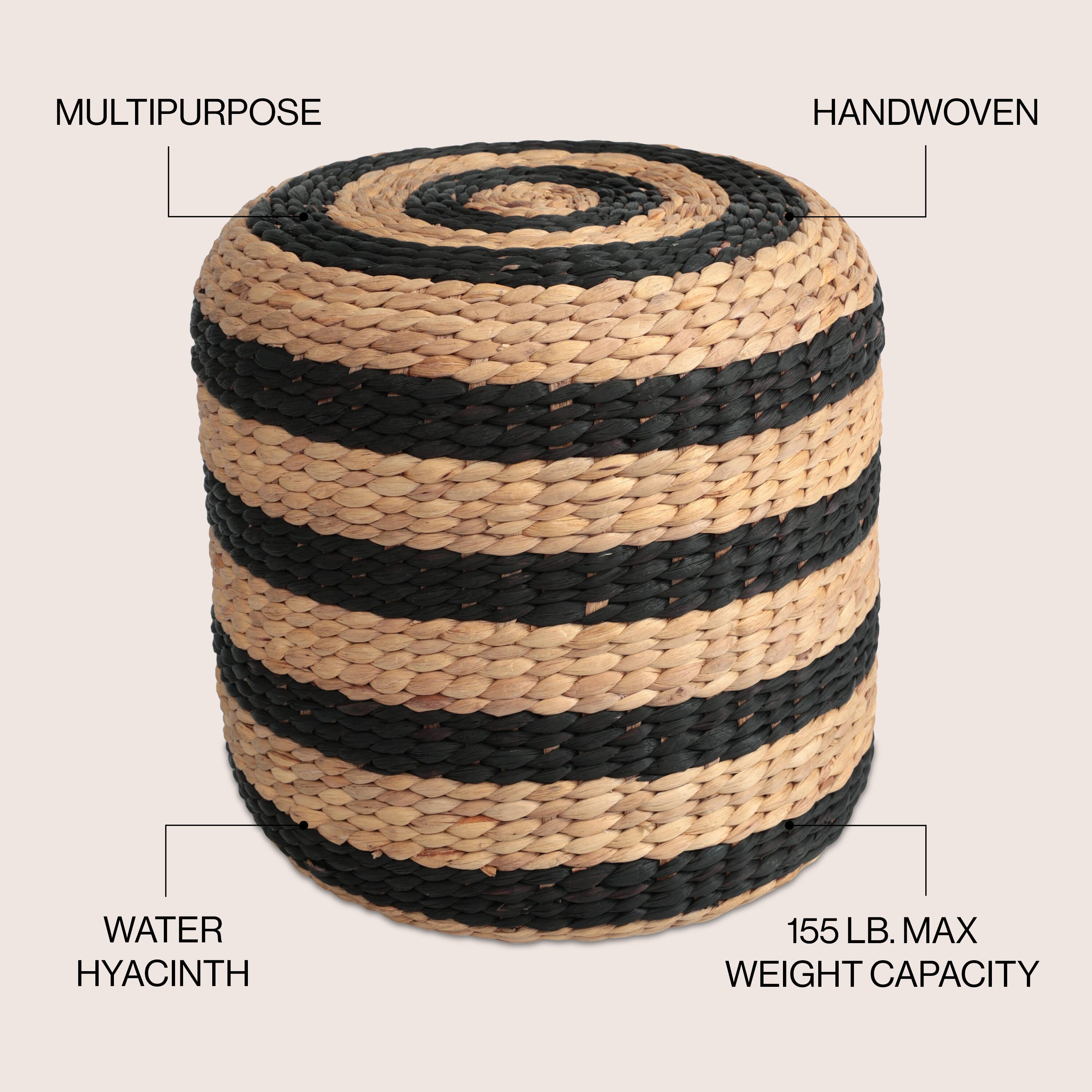JONATHAN Y Aimee Striped Stool, , large