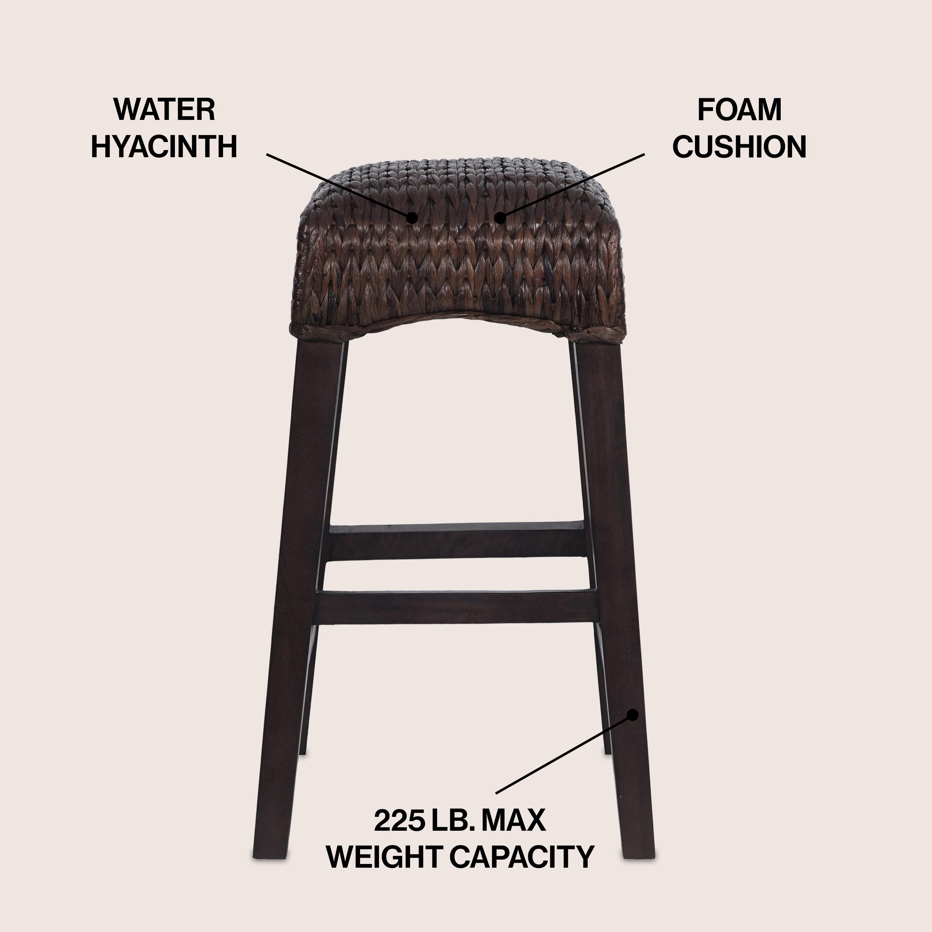 JONATHAN Y Maui Counter Height Bar Stool, Dark Brown, large