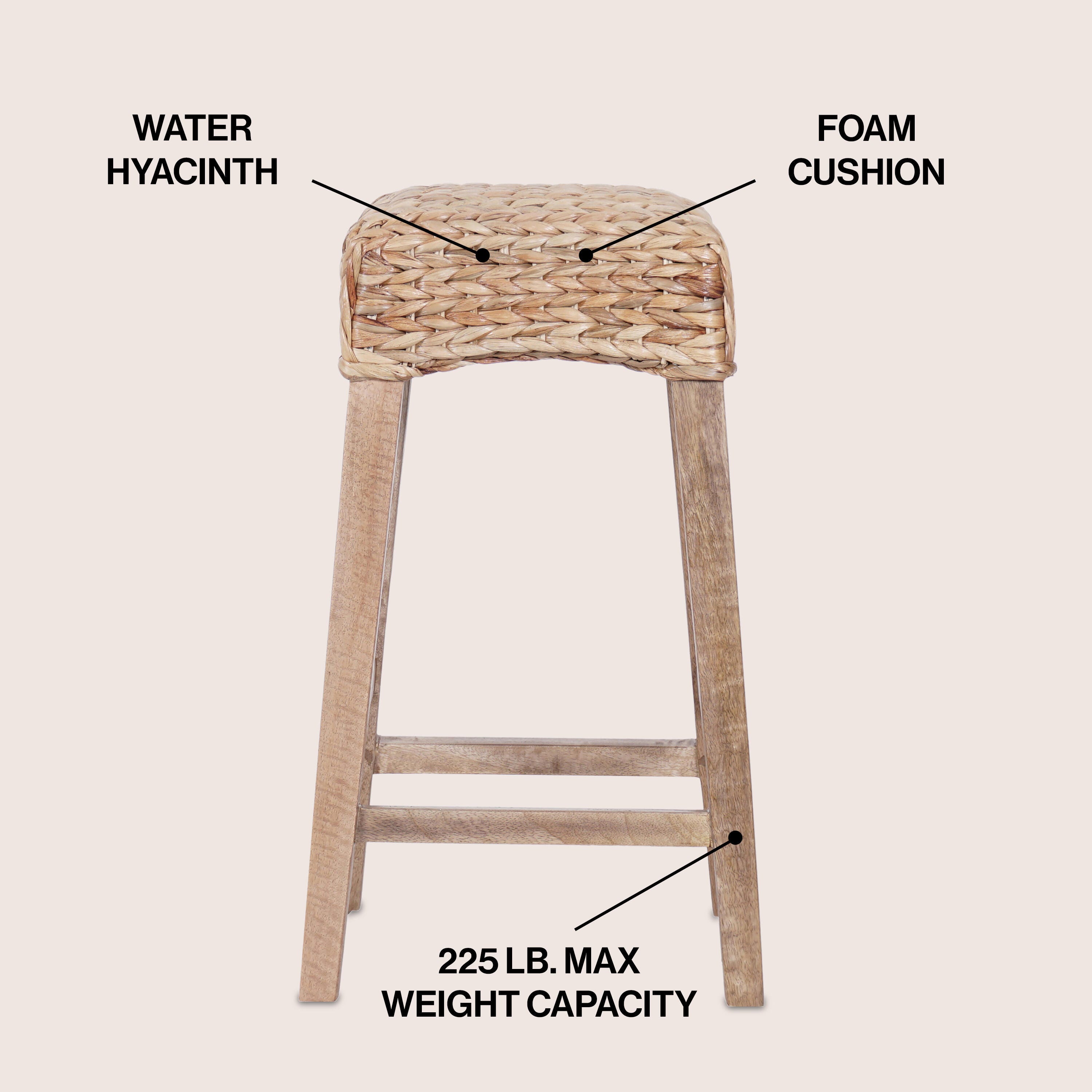 JONATHAN Y Maui Counter Height Bar Stool, Natural, large