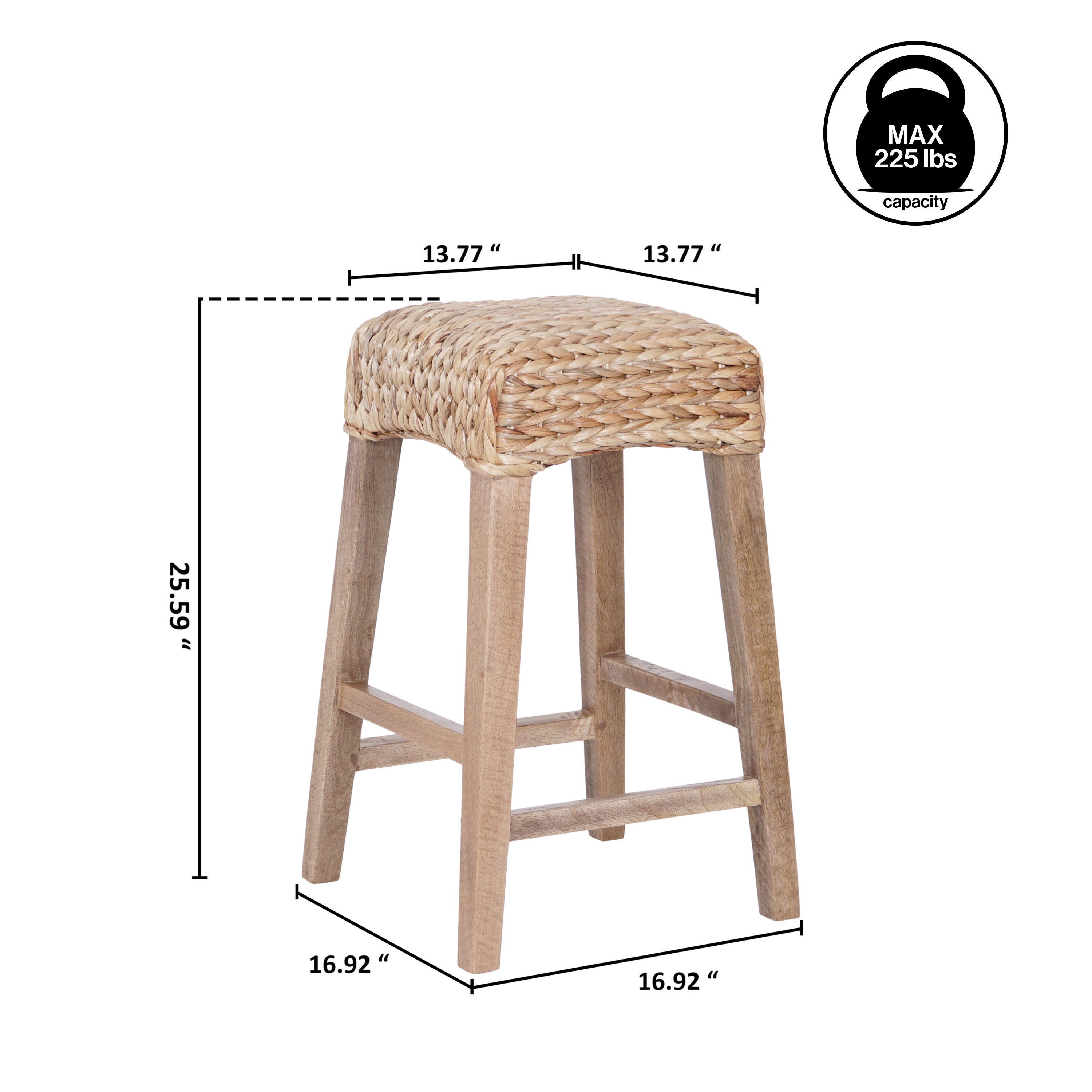 JONATHAN Y Maui Counter Height Bar Stool, Natural, large