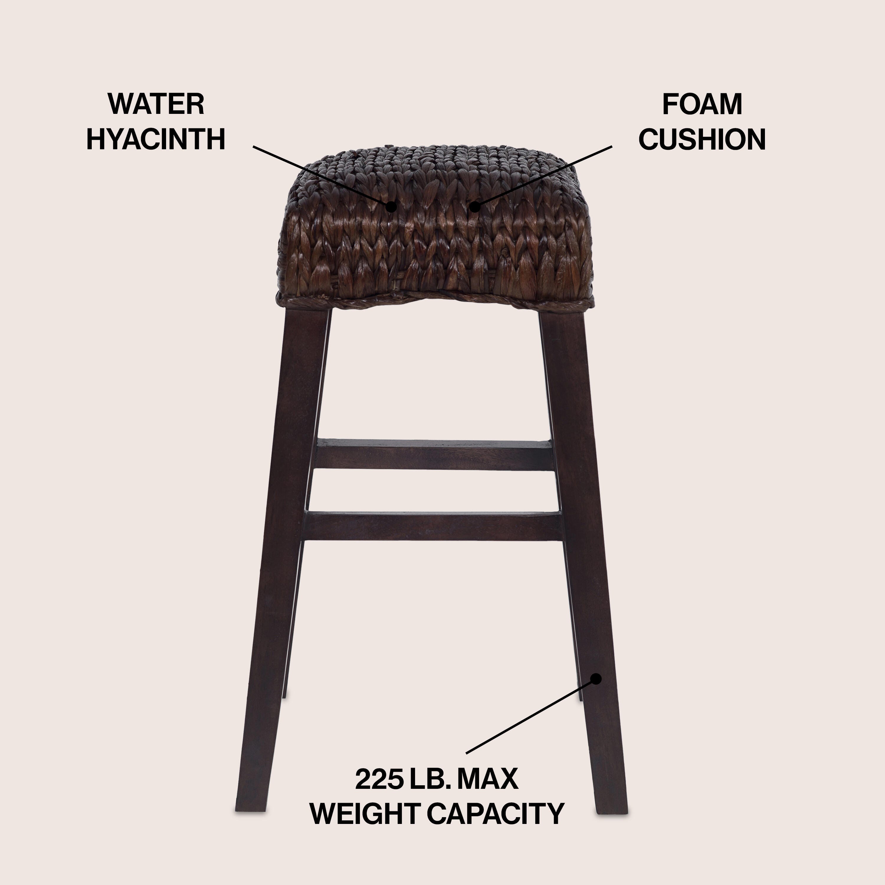 JONATHAN Y Maui Bar Height Bar Stool, Dark Brown, large