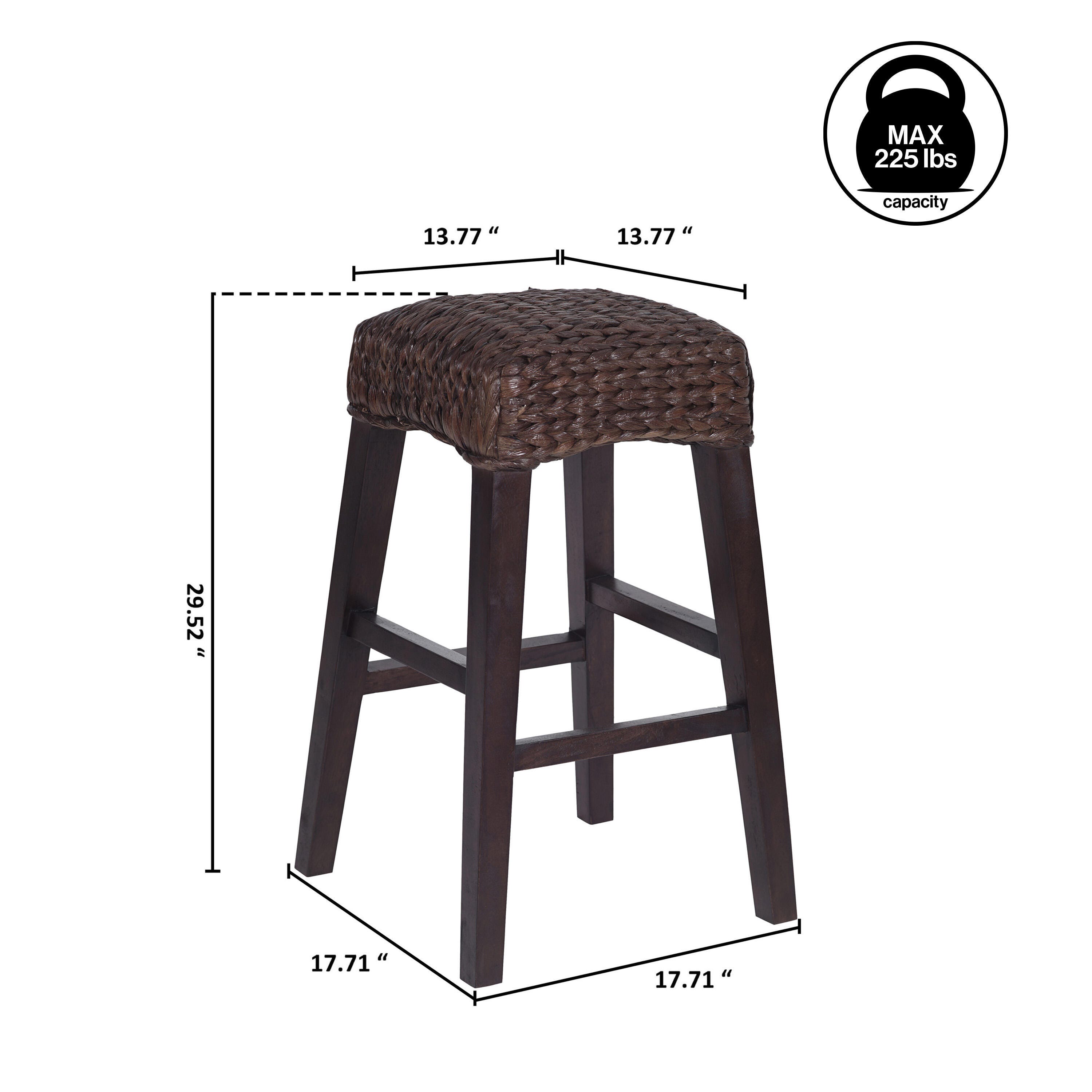 JONATHAN Y Maui Bar Height Bar Stool, Dark Brown, large