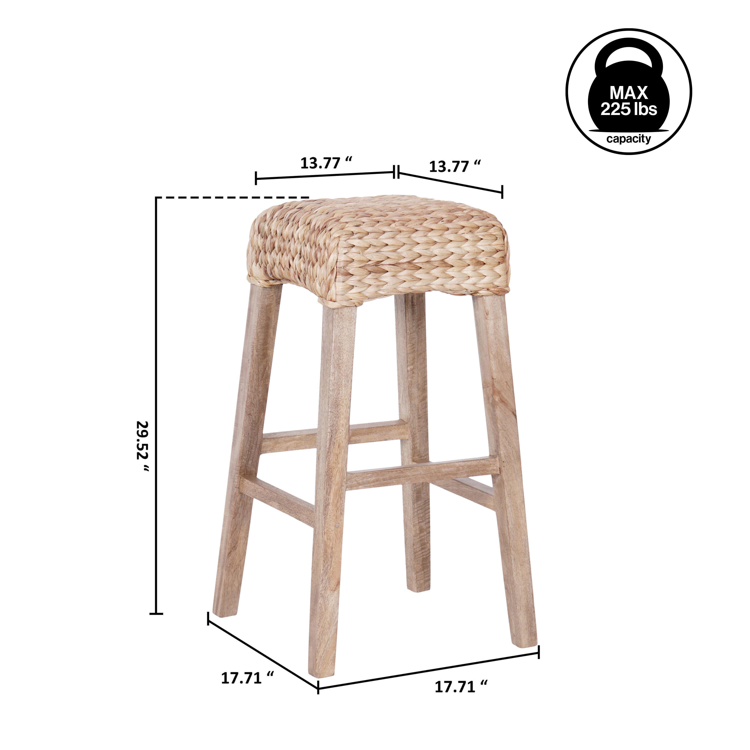 JONATHAN Y Maui Bar Height Bar Stool, Natural, large
