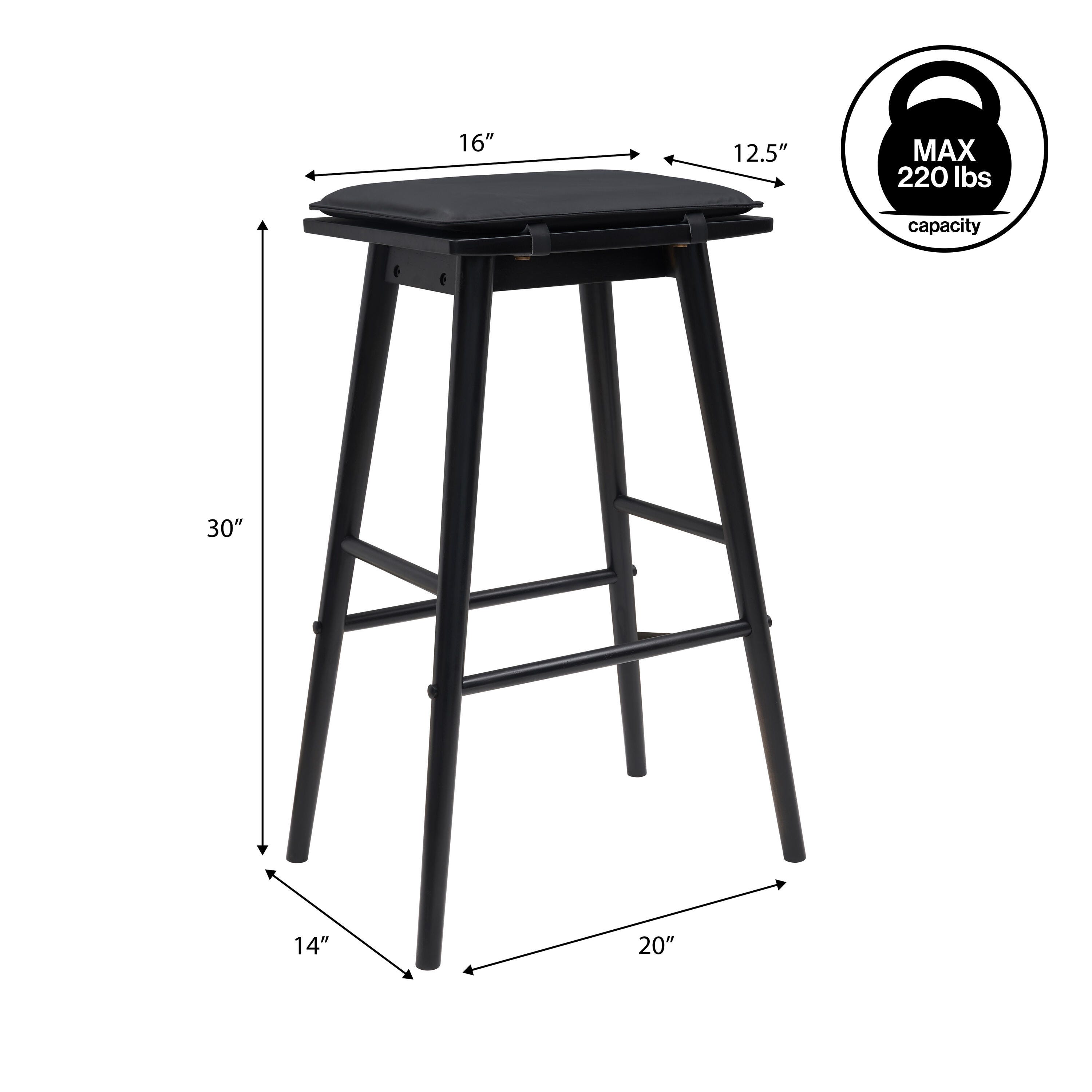 JONATHAN Y Peroni Bar Height Bar Stool, Black, large