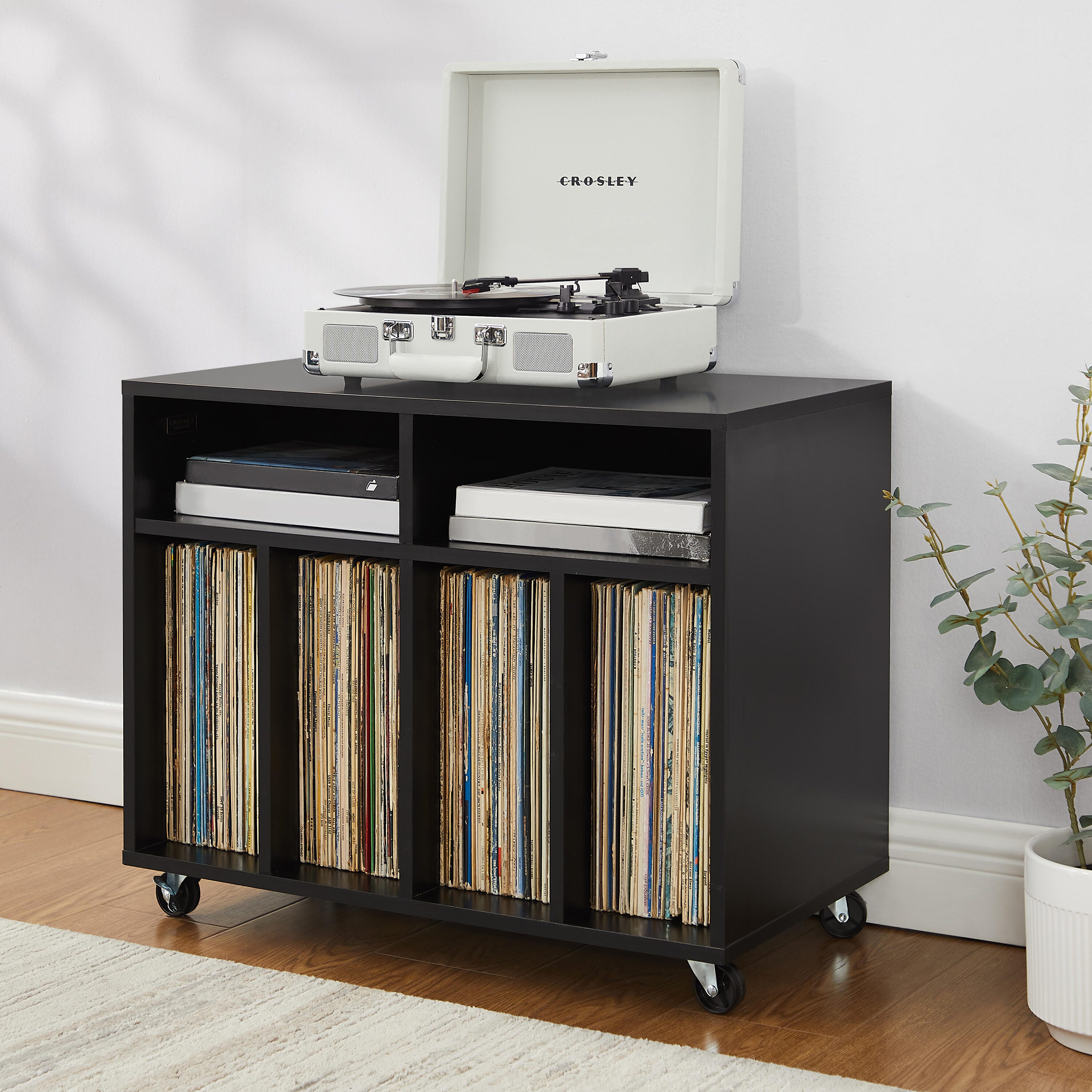 Crosley Furniture Carlo 27" Record Player Stand, Black, large